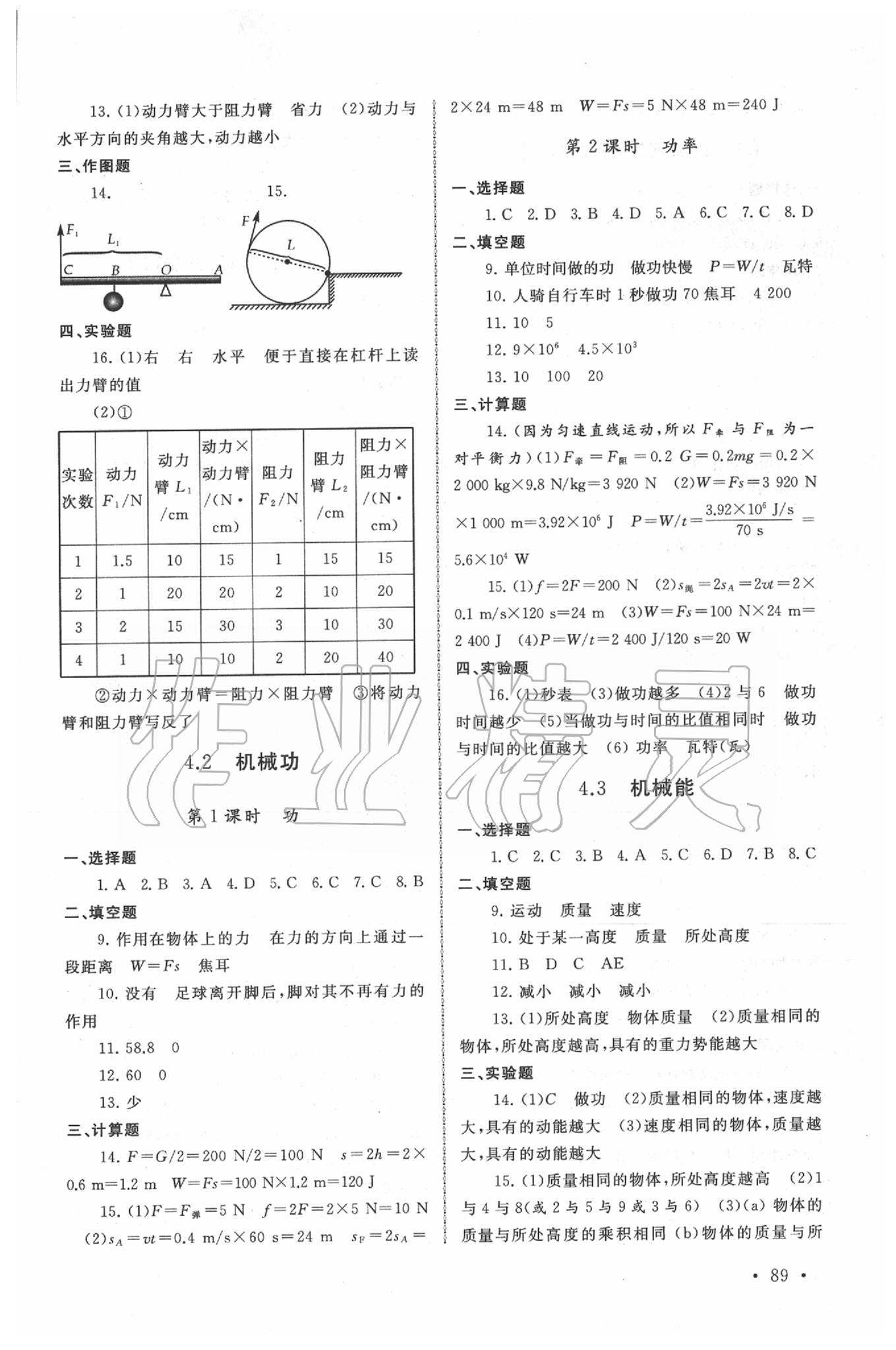 2020年新視覺八年級物理下冊滬教版 參考答案第3頁