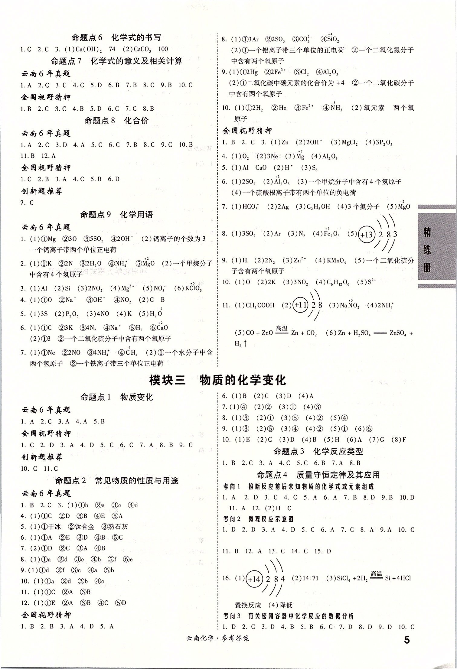 2020年一战成名云南中考考前新方案化学 第5页