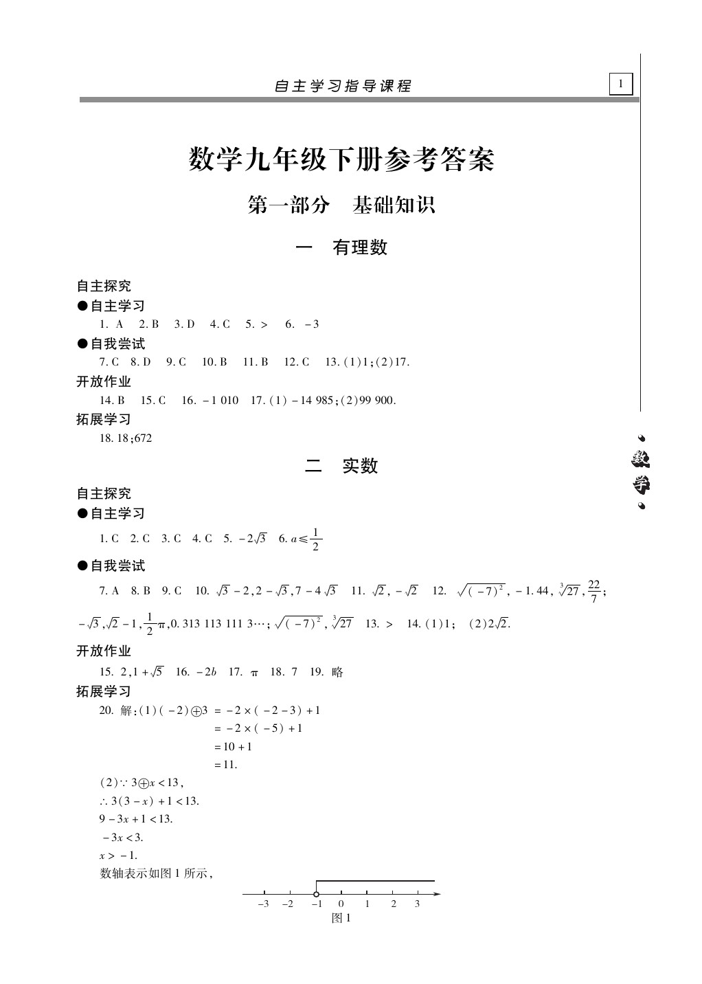 2020年自主学习指导课程九年级数学下册人教版 第1页