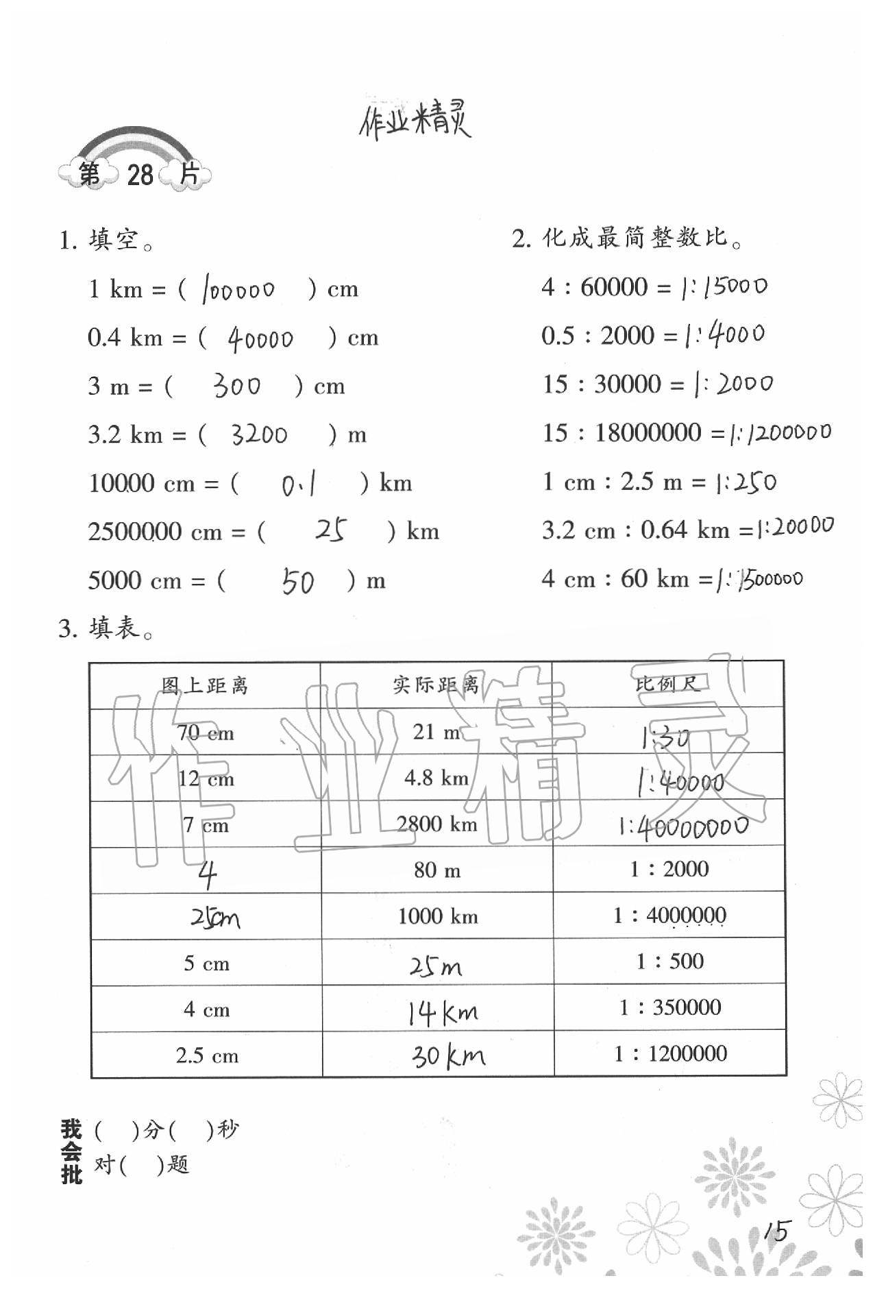 2020年小學數(shù)學口算訓練六年級下冊北師大版 參考答案第15頁