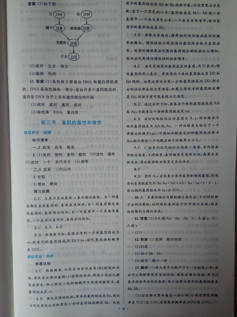 2020年人教金學(xué)典同步解析與測評學(xué)考練八年級生物學(xué)下冊人教版 參考答案第8頁