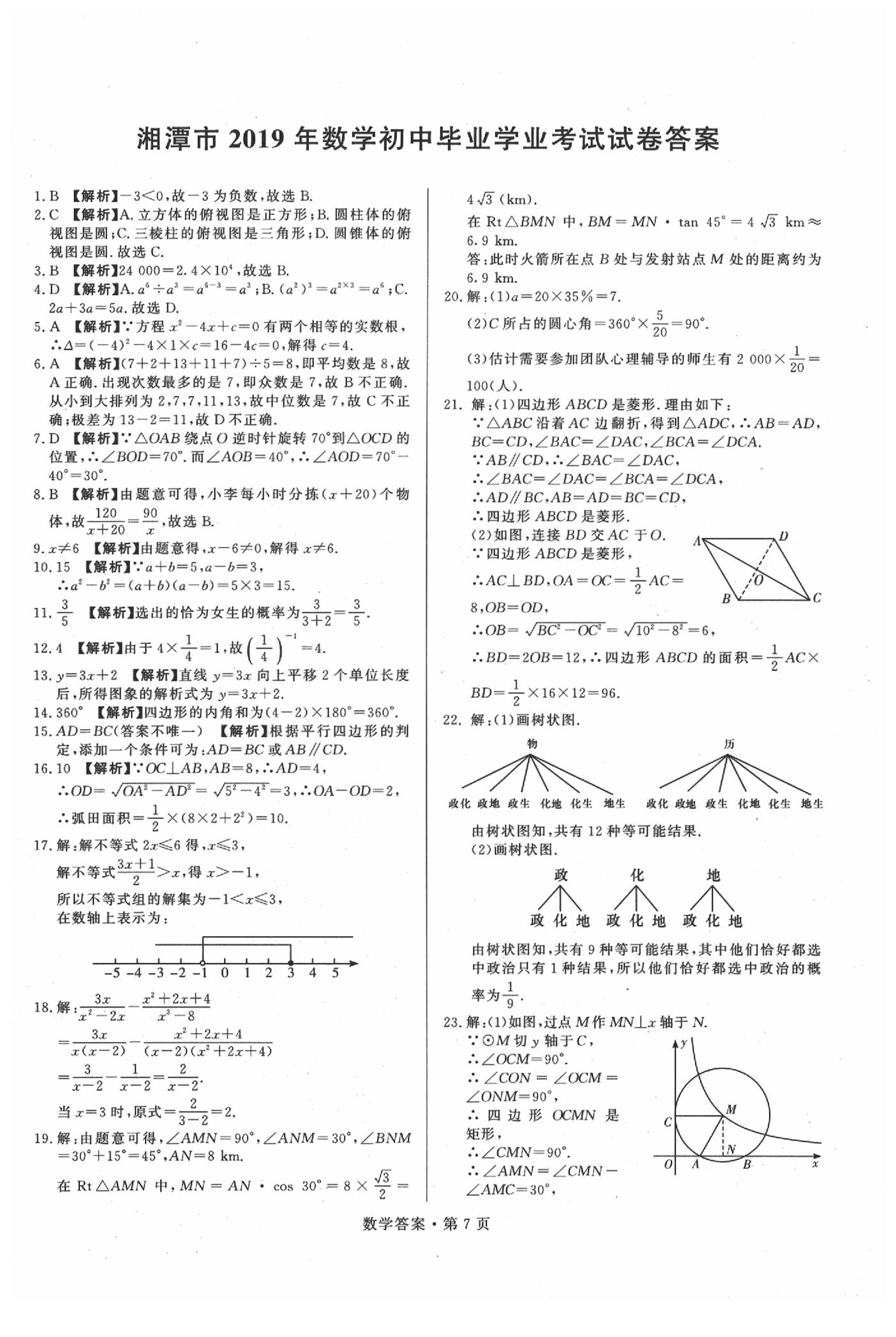 2020年湖南中考必备数学 第7页