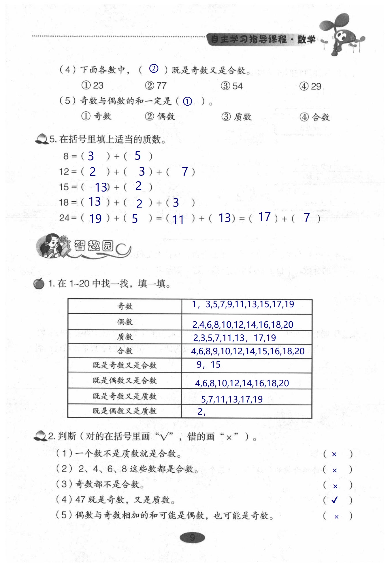 2020年小學(xué)基礎(chǔ)訓(xùn)練叢書自主學(xué)習(xí)指導(dǎo)課程數(shù)學(xué)五年級(jí)下冊(cè)人教版 第9頁(yè)