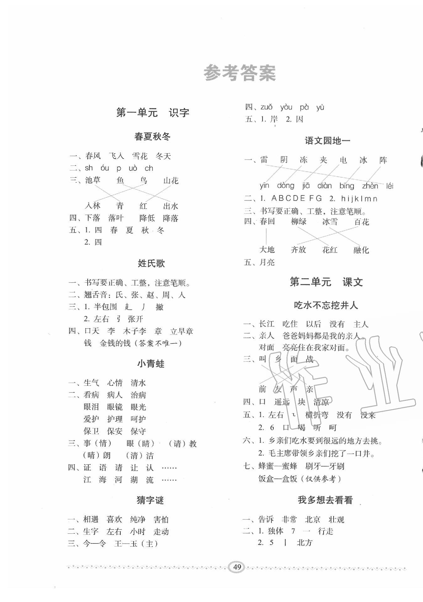 2020年小學(xué)生隨堂同步練習(xí)一年級(jí)語(yǔ)文下冊(cè)人教版 第1頁(yè)