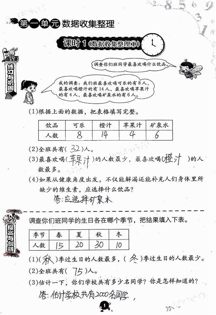 2020年學(xué)習(xí)與鞏固二年級(jí)數(shù)學(xué)下冊(cè)人教版 參考答案第1頁