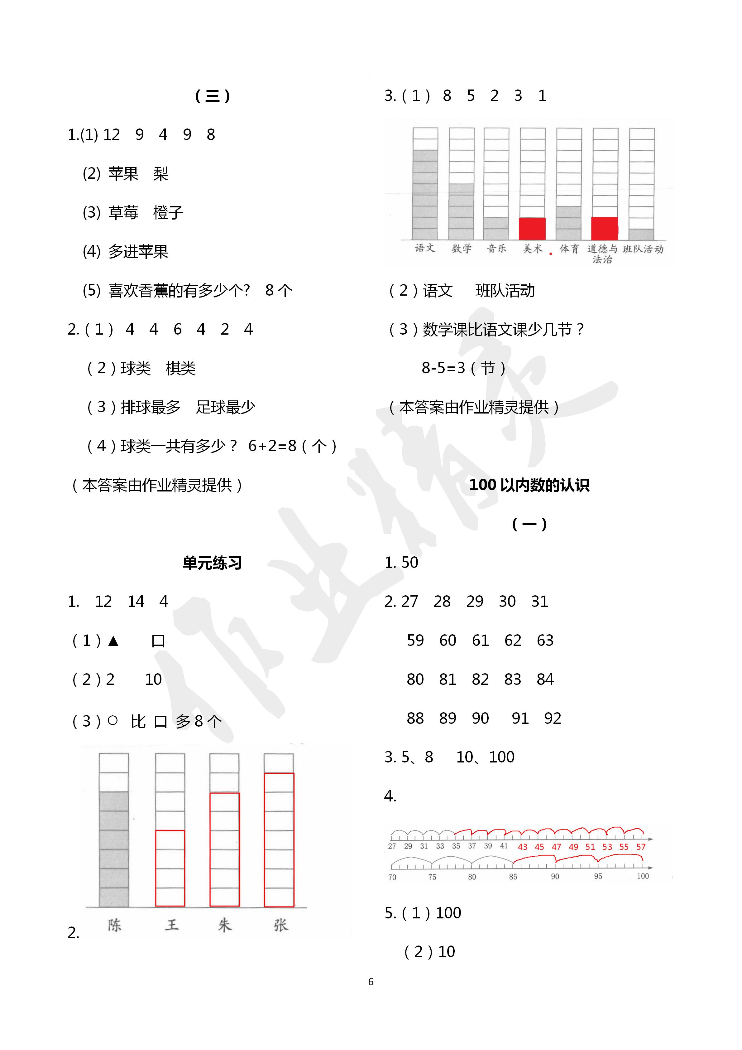 2020年數(shù)學(xué)課堂作業(yè)本一年級(jí)下冊(cè)人教版浙江教育出版社 第6頁(yè)