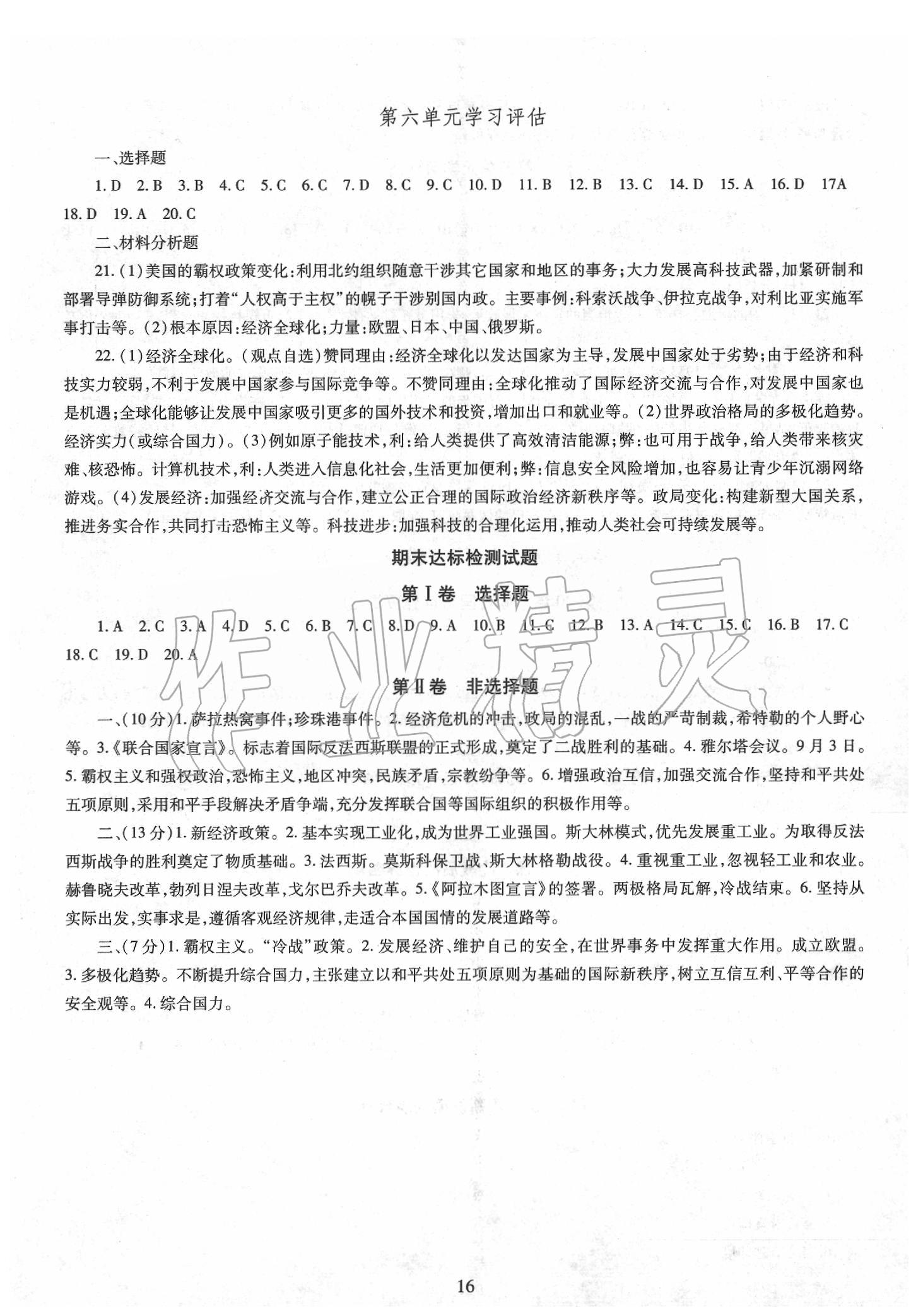 2019年智慧學(xué)習(xí)九年級(jí)世界歷史全一冊(cè)人教版 第16頁(yè)