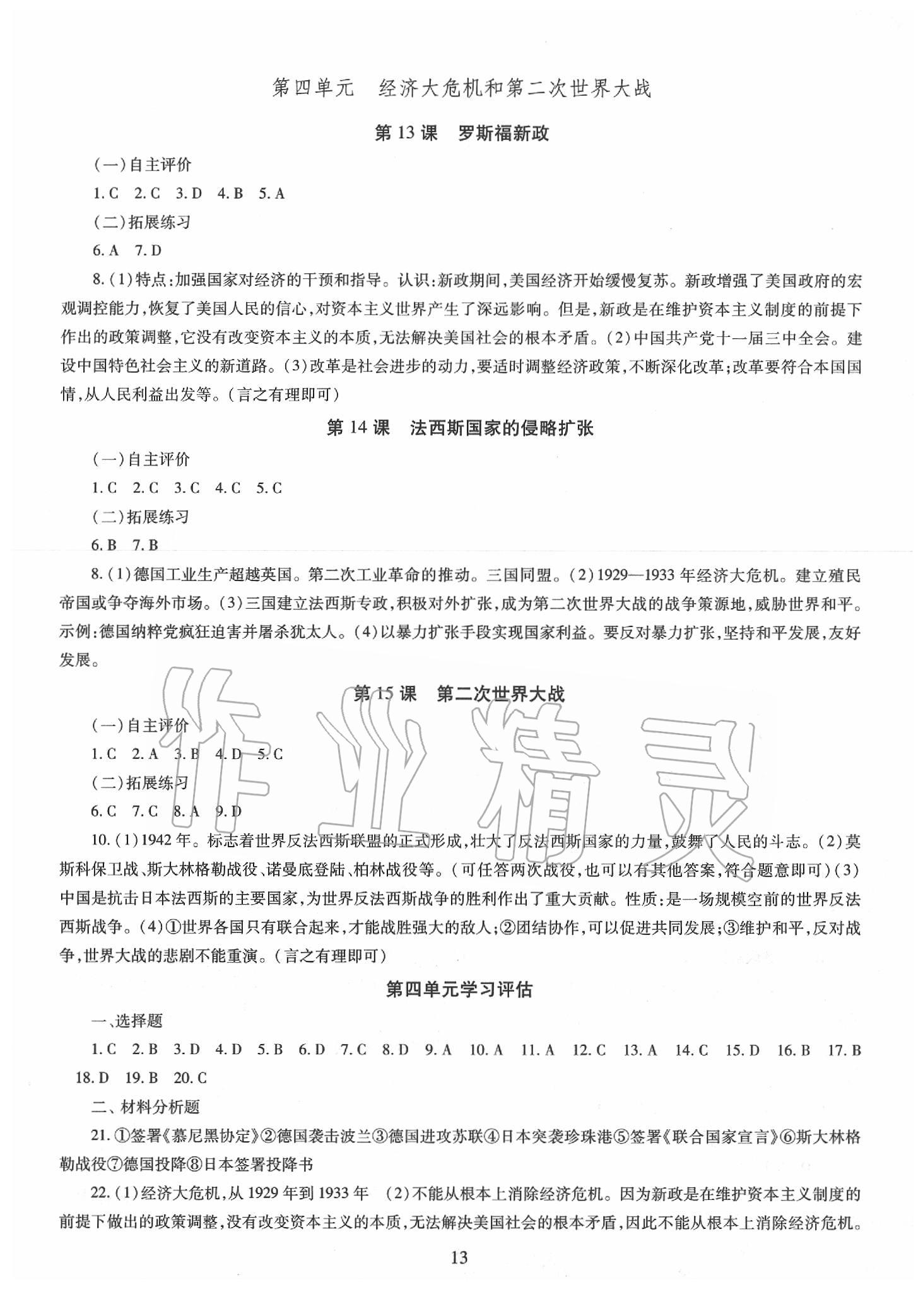 2019年智慧學(xué)習(xí)九年級(jí)世界歷史全一冊(cè)人教版 第13頁(yè)