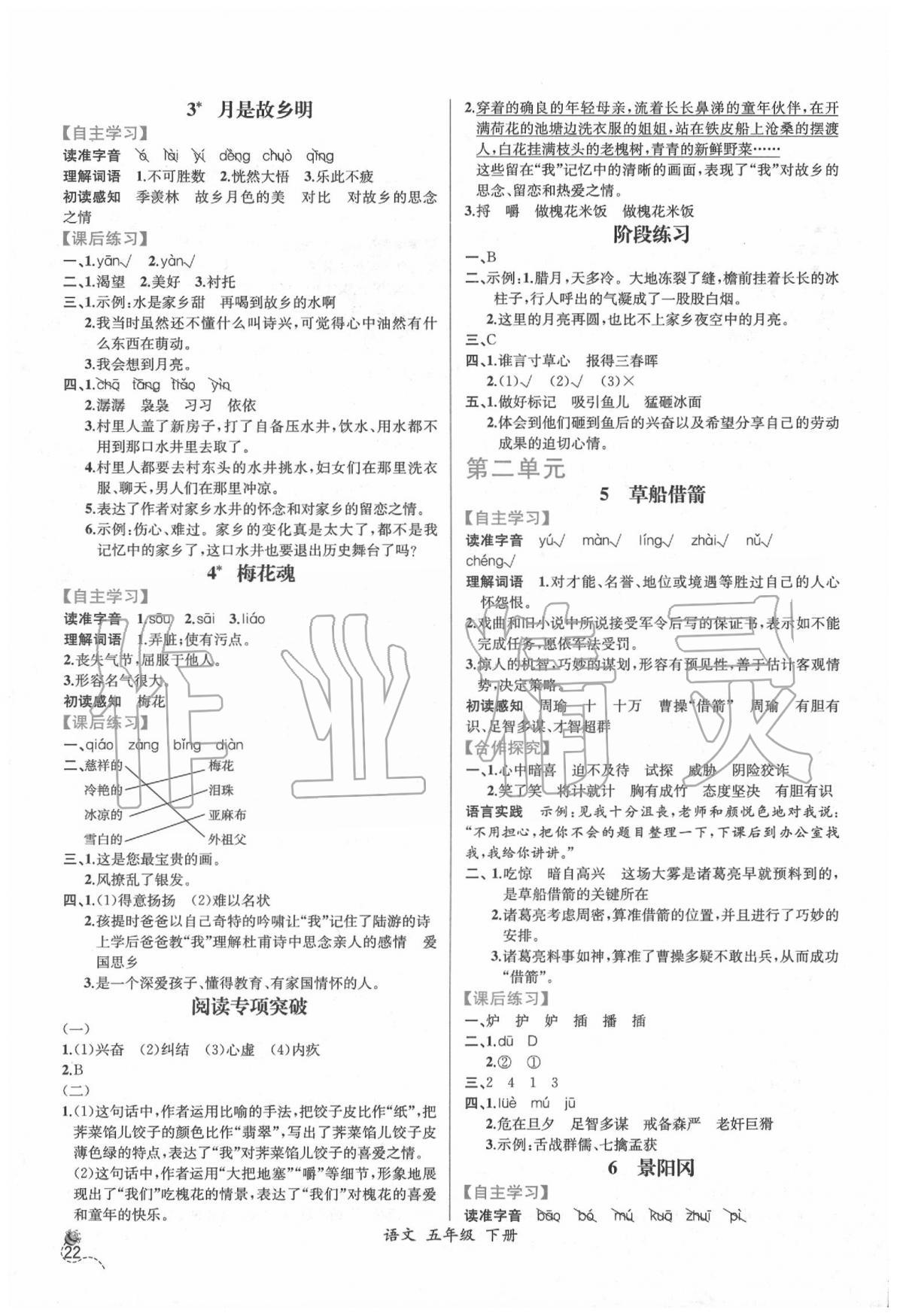 2020年同步导学案课时练五年级语文下册人教版 第2页