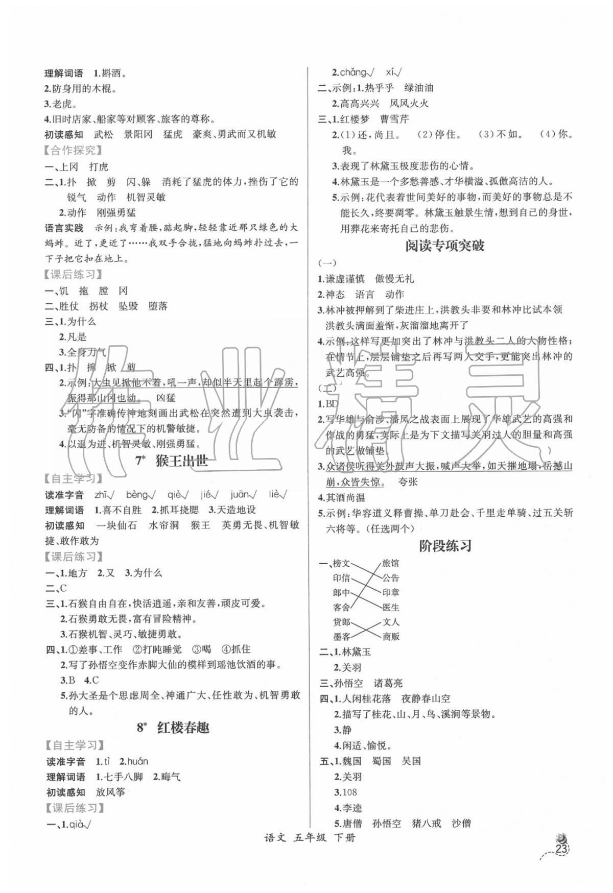 2020年同步導(dǎo)學(xué)案課時練五年級語文下冊人教版 第3頁