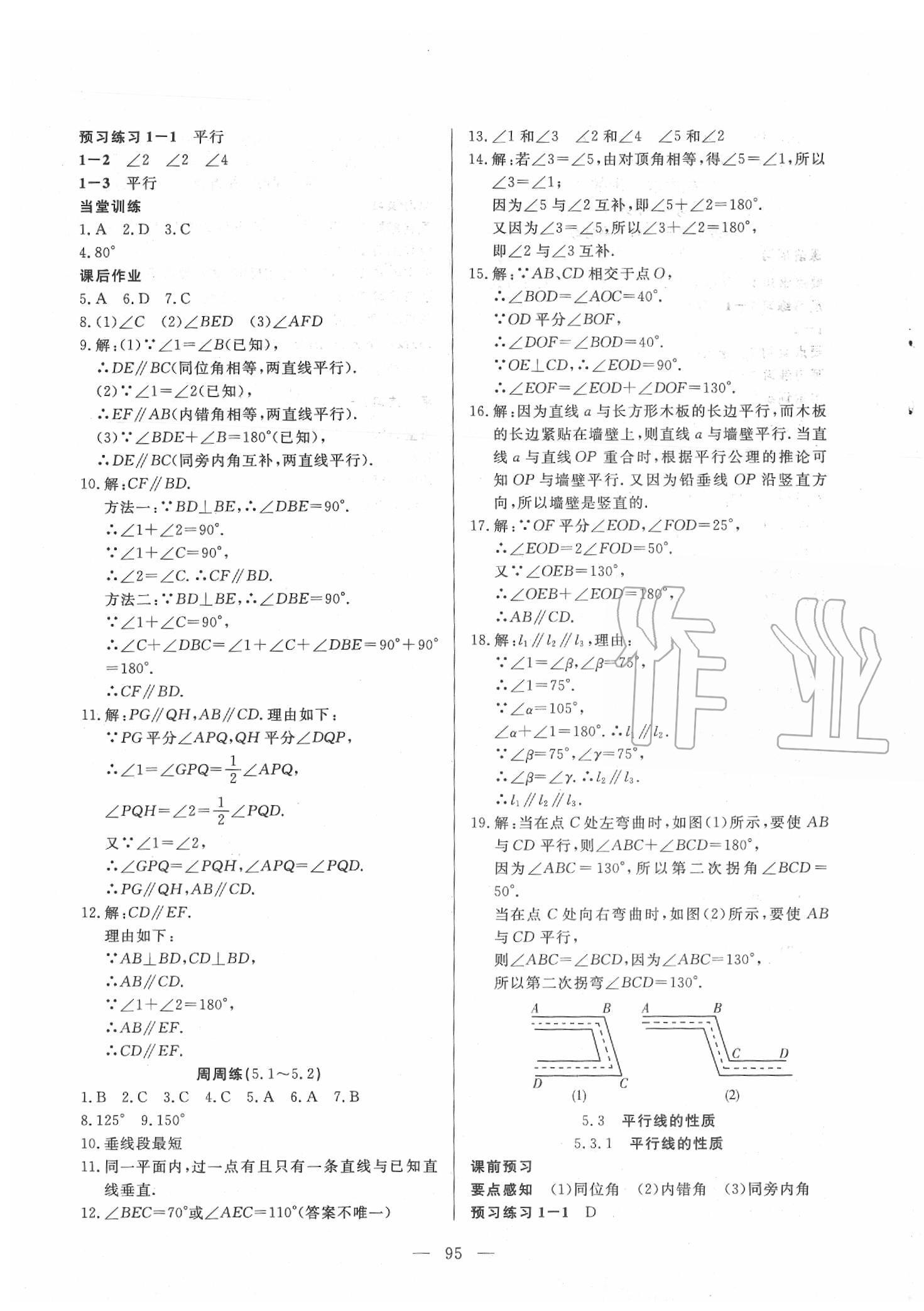 2020年自主訓練七年級數學下冊人教版 參考答案第3頁