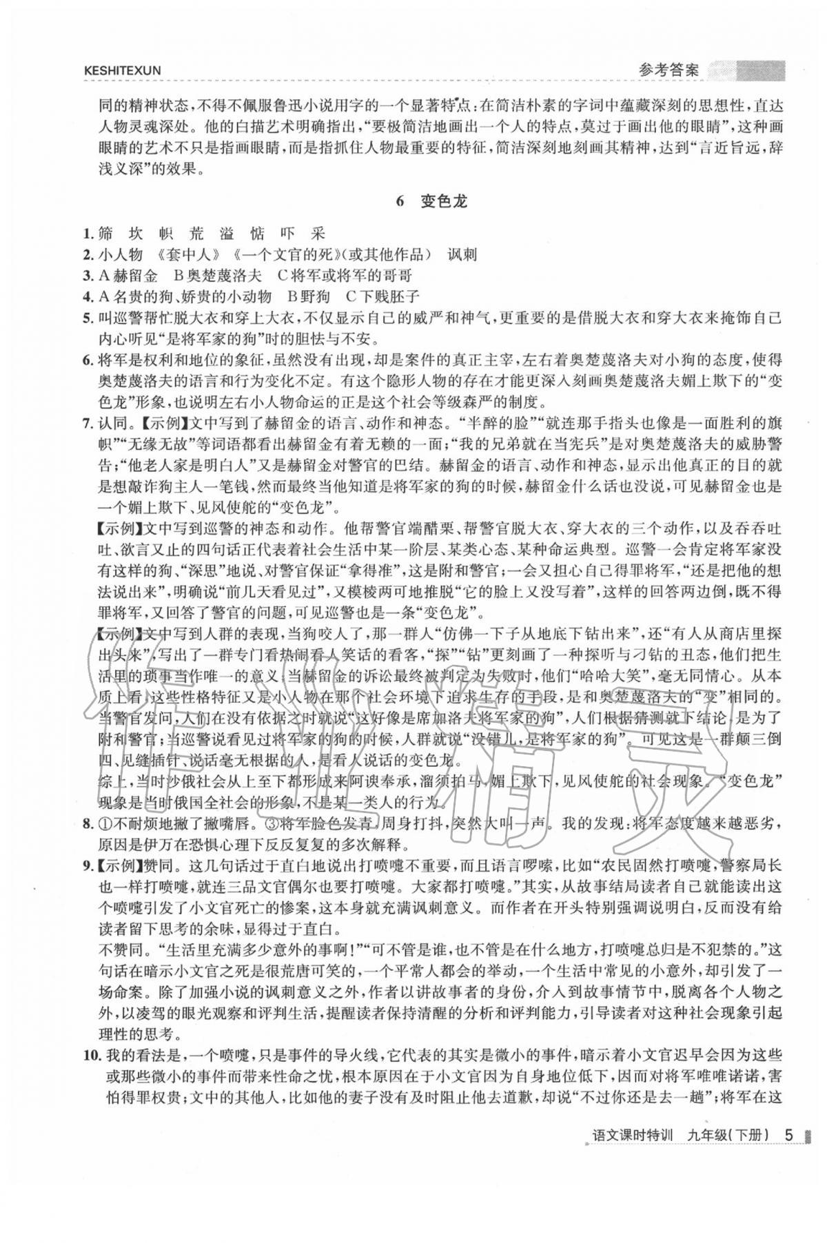 2020年浙江新課程三維目標(biāo)測(cè)評(píng)課時(shí)特訓(xùn)九年級(jí)語文下冊(cè)人教版 第5頁