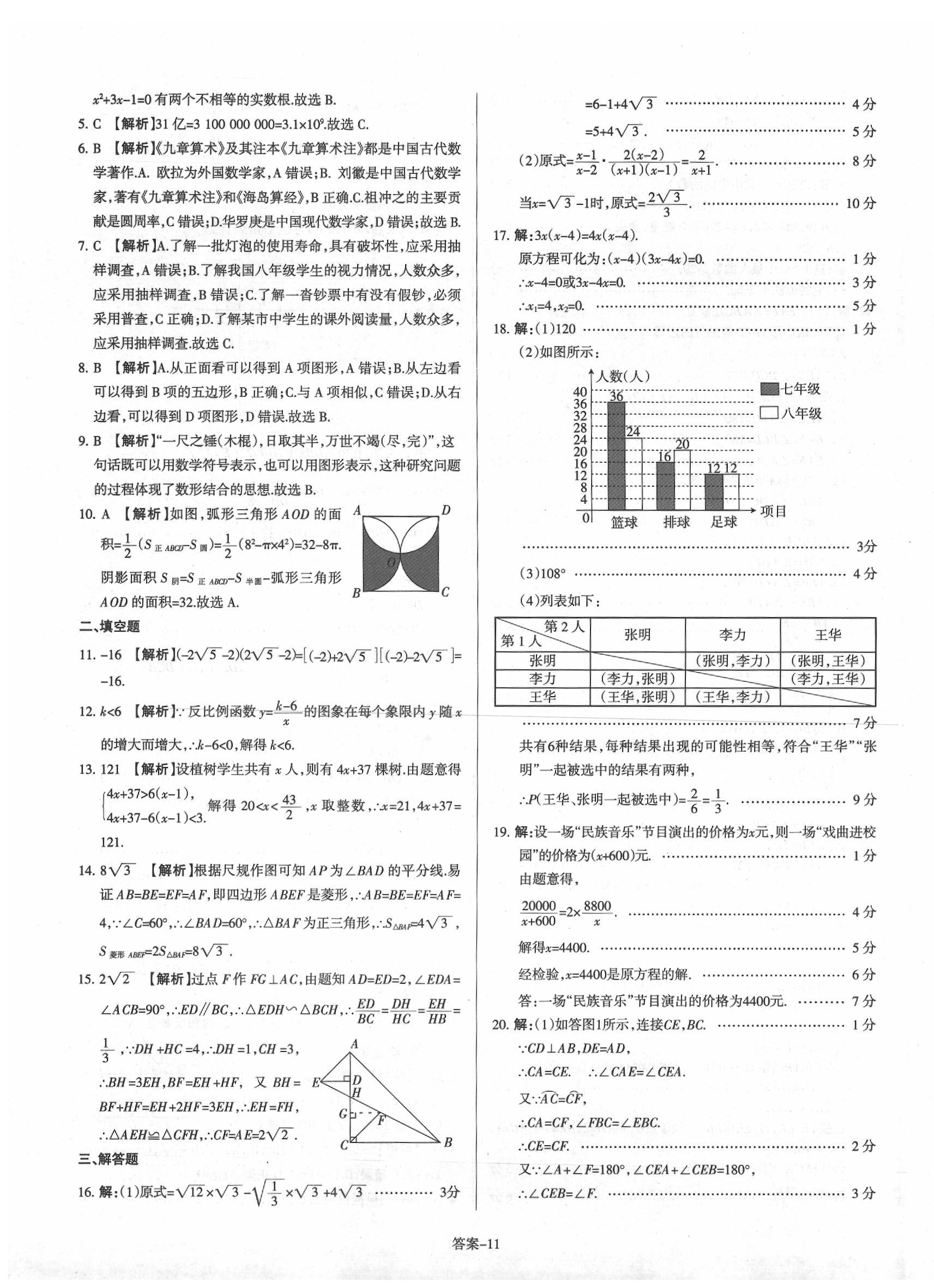 2020年山西中考權(quán)威試卷匯編數(shù)學(xué) 第11頁(yè)