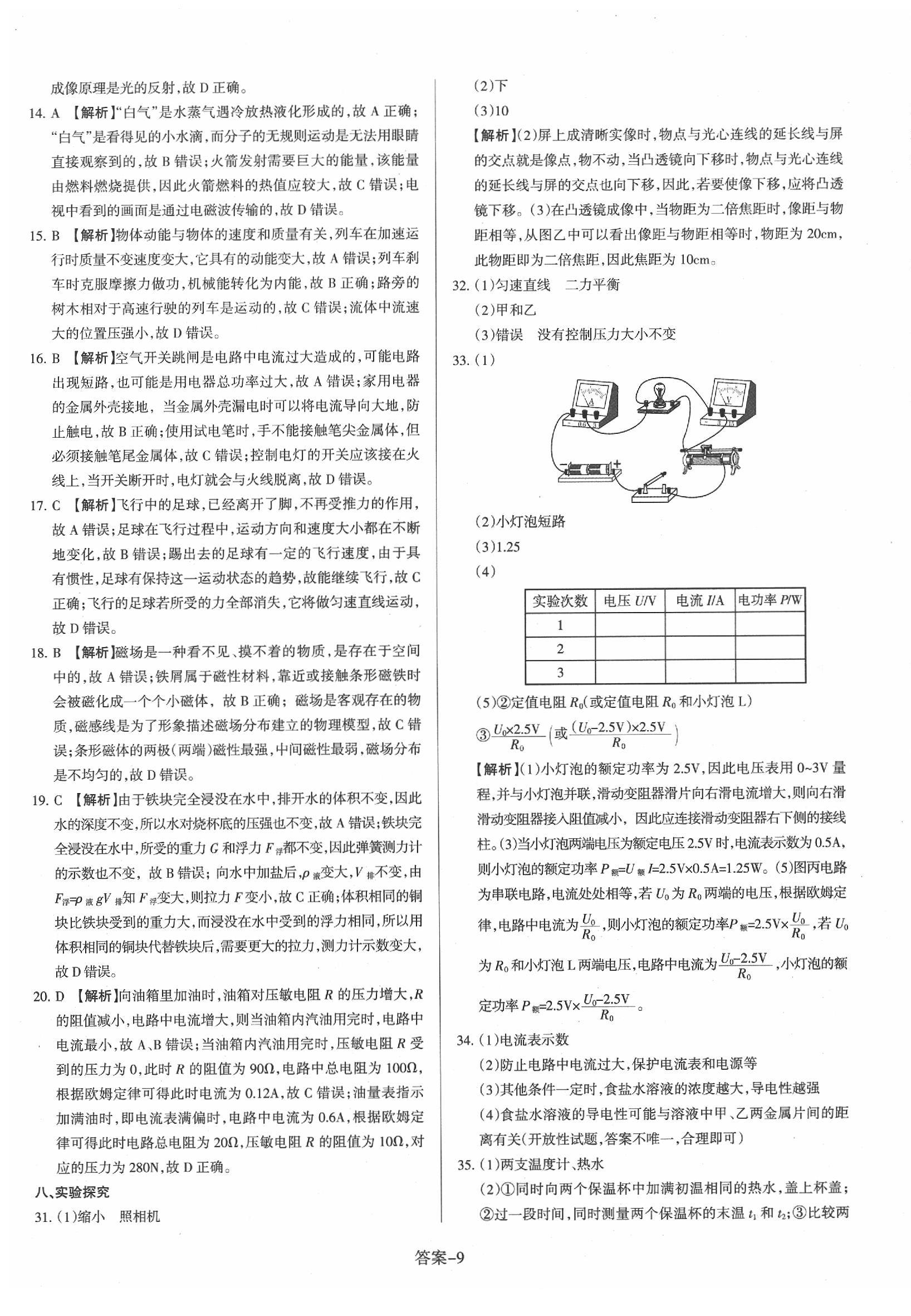 2020年山西中考權(quán)威試卷匯編物理 第9頁