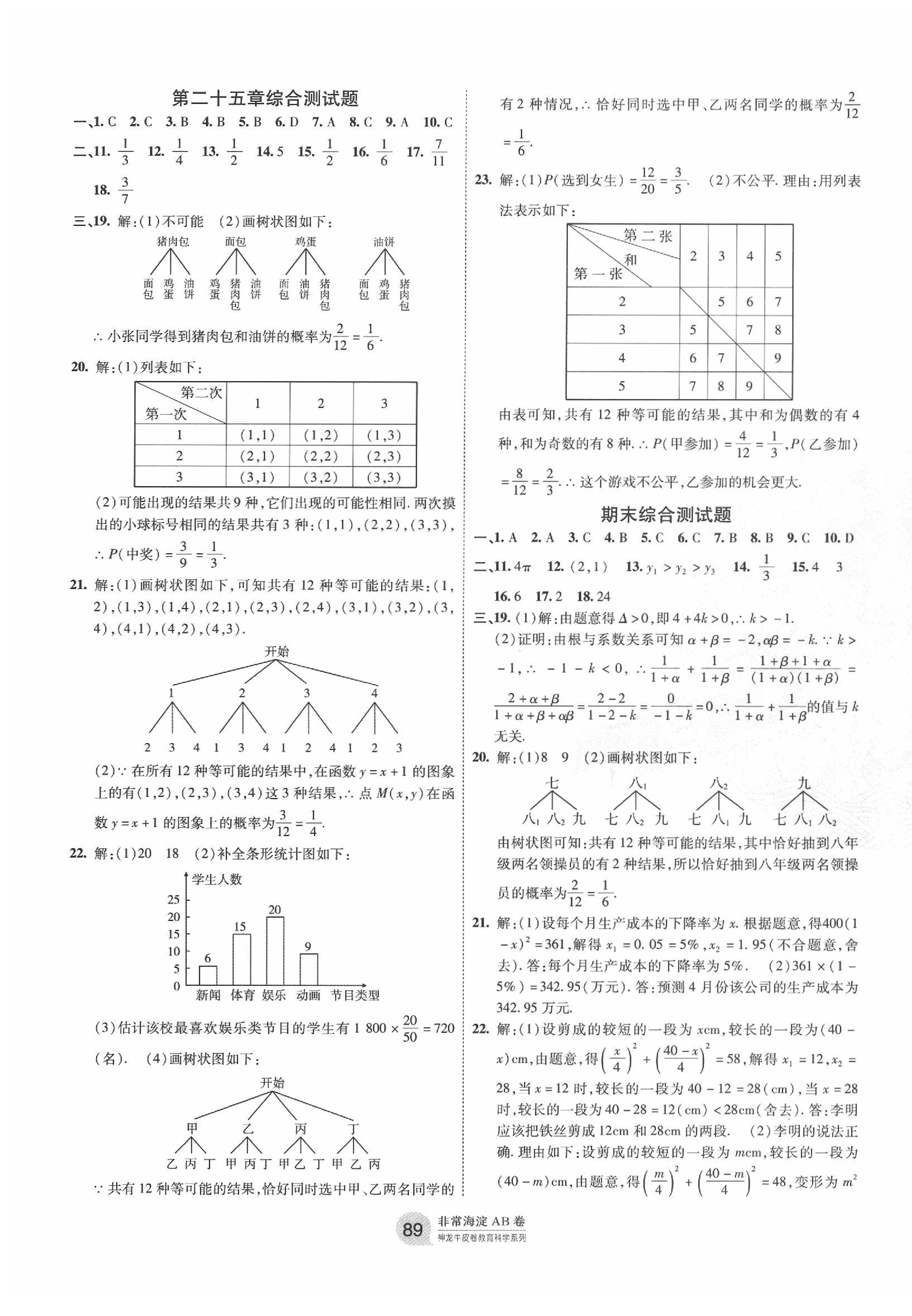 2019年海淀單元測試AB卷九年級數(shù)學(xué)全一冊人教版 第5頁