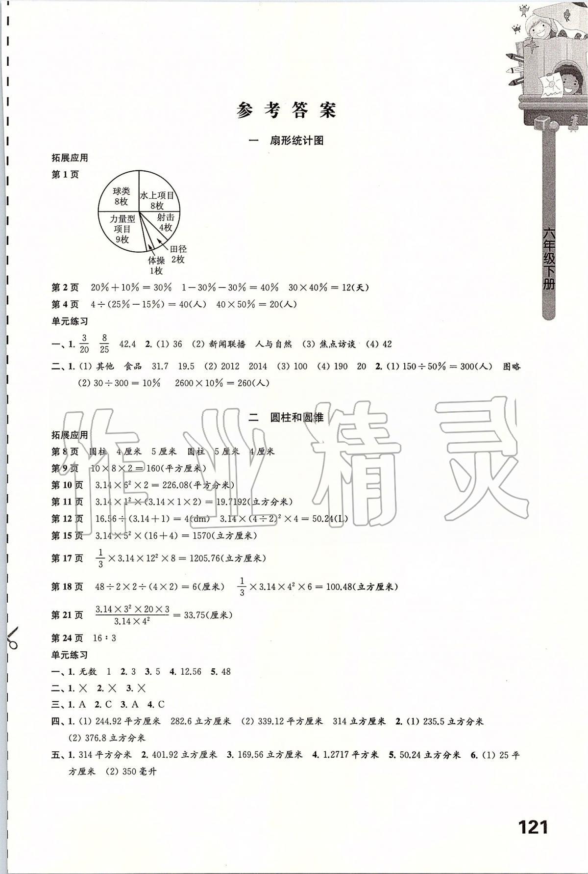 2020年小學(xué)數(shù)學(xué)課本配套練習(xí)六年級下冊蘇教版 第1頁