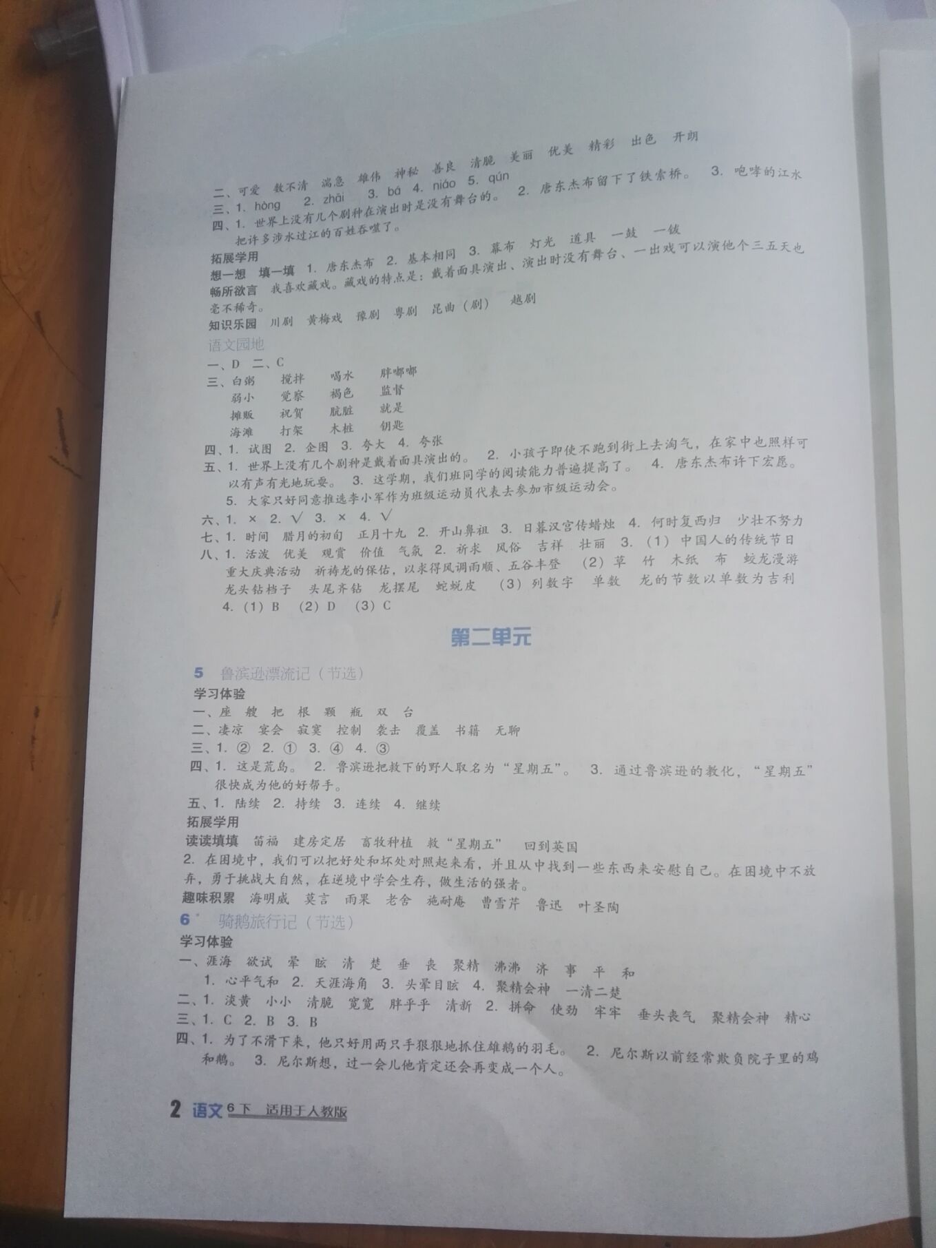 2020年小學(xué)生學(xué)習(xí)實(shí)踐園地六年級(jí)語(yǔ)文下冊(cè)人教版 參考答案第2頁(yè)