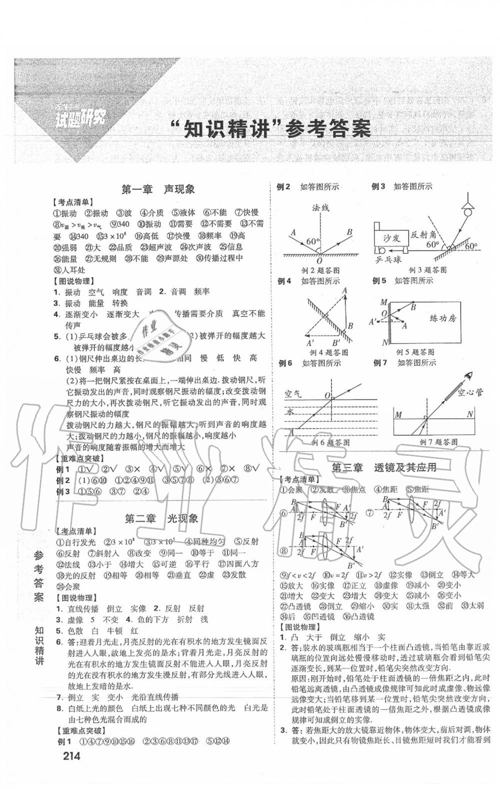 2020年万唯中考试题研究物理山西专版 参考答案第1页