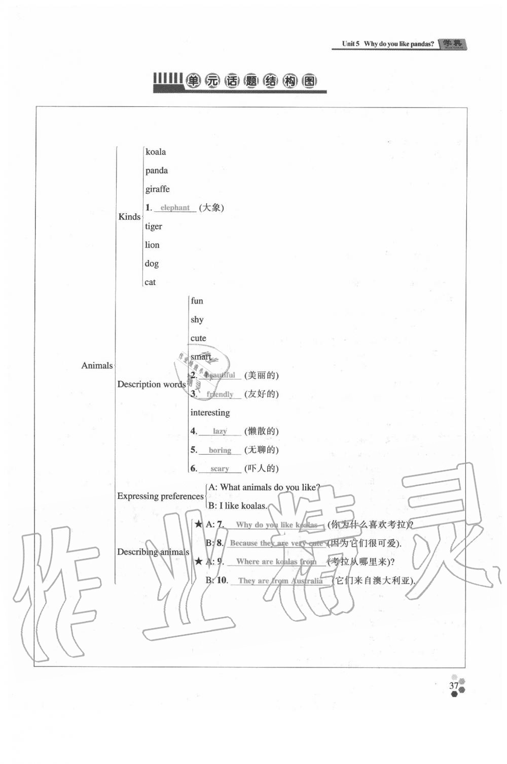 2020年學(xué)典七年級(jí)英語下冊(cè)人教版 參考答案第36頁