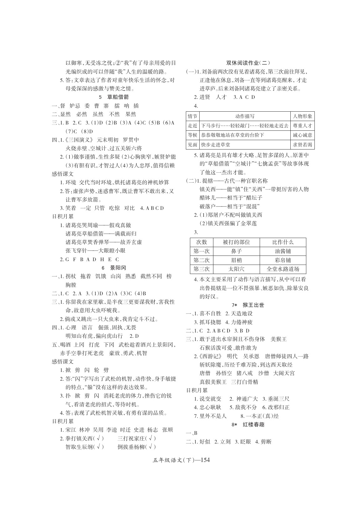 2020年小學(xué)學(xué)習(xí)好幫手五年級語文下冊人教版 參考答案第2頁