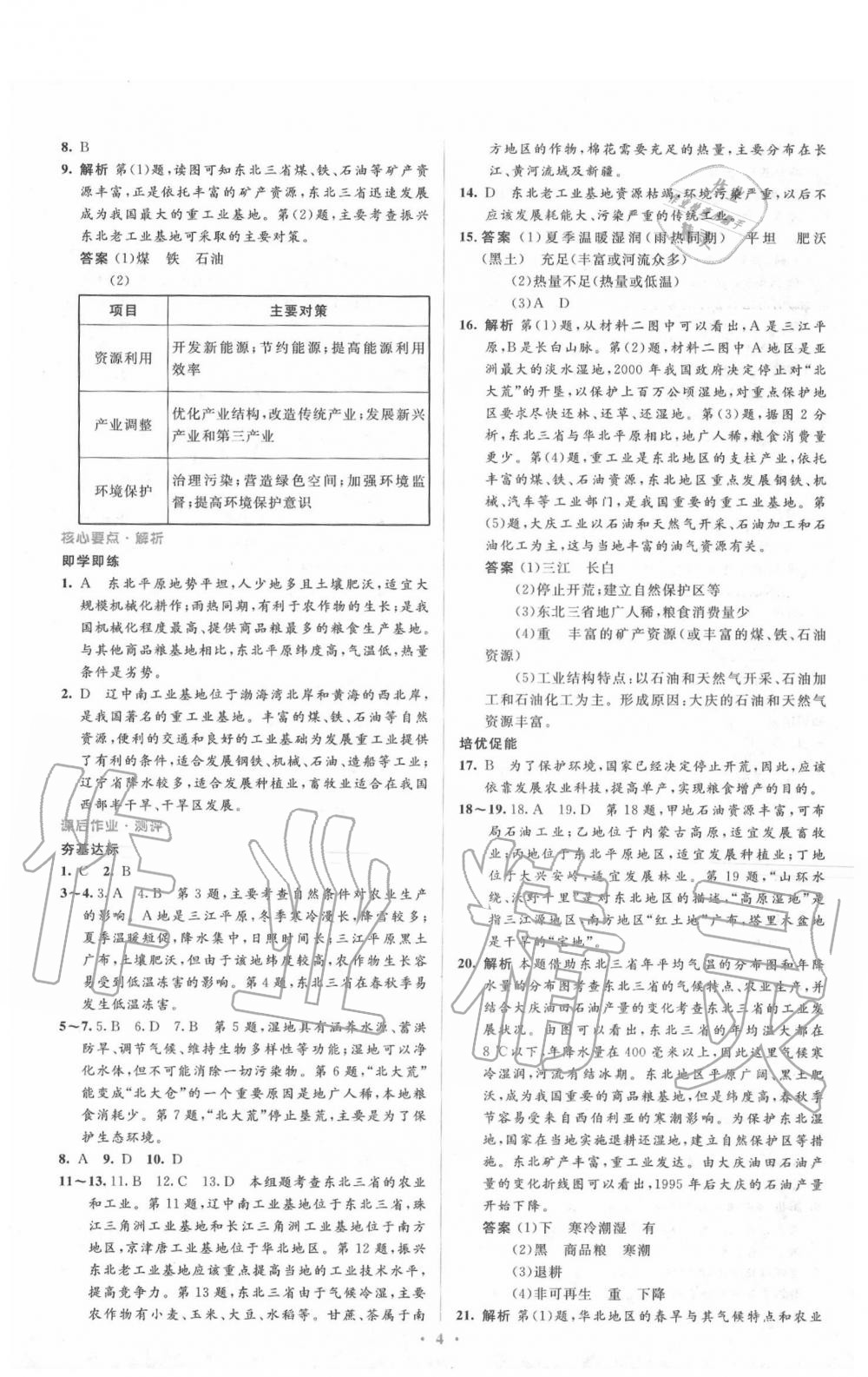 2020年人教金學典同步解析與測評學考練八年級地理下冊人教版 參考答案第4頁