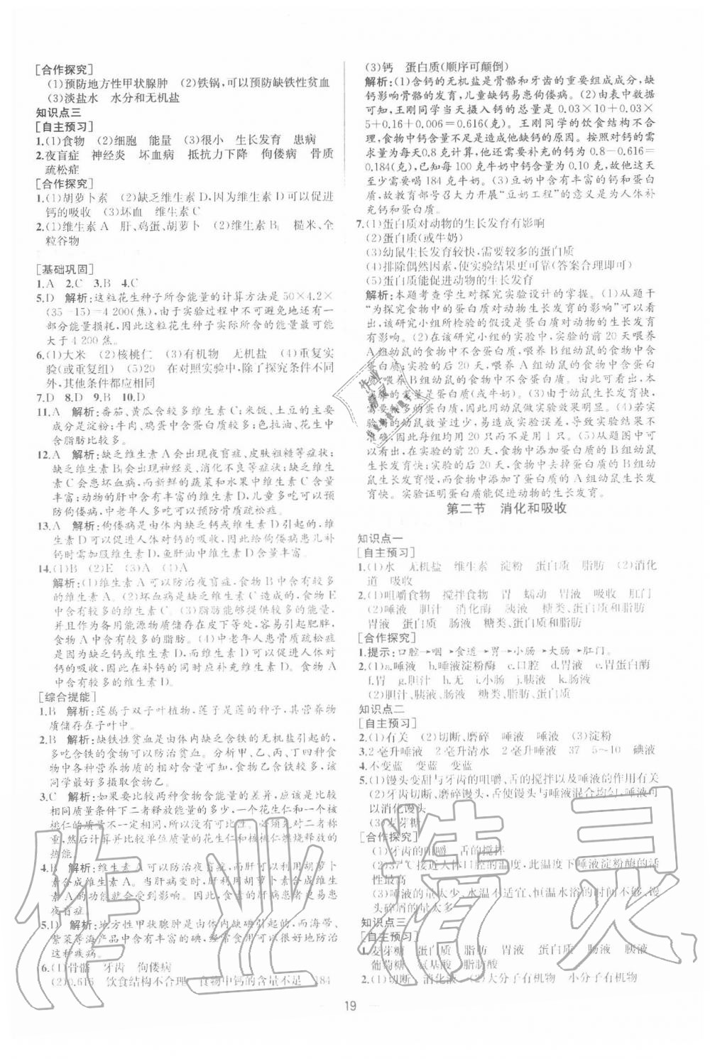 2020年同步学历案课时练七年级生物学下册人教版 第3页