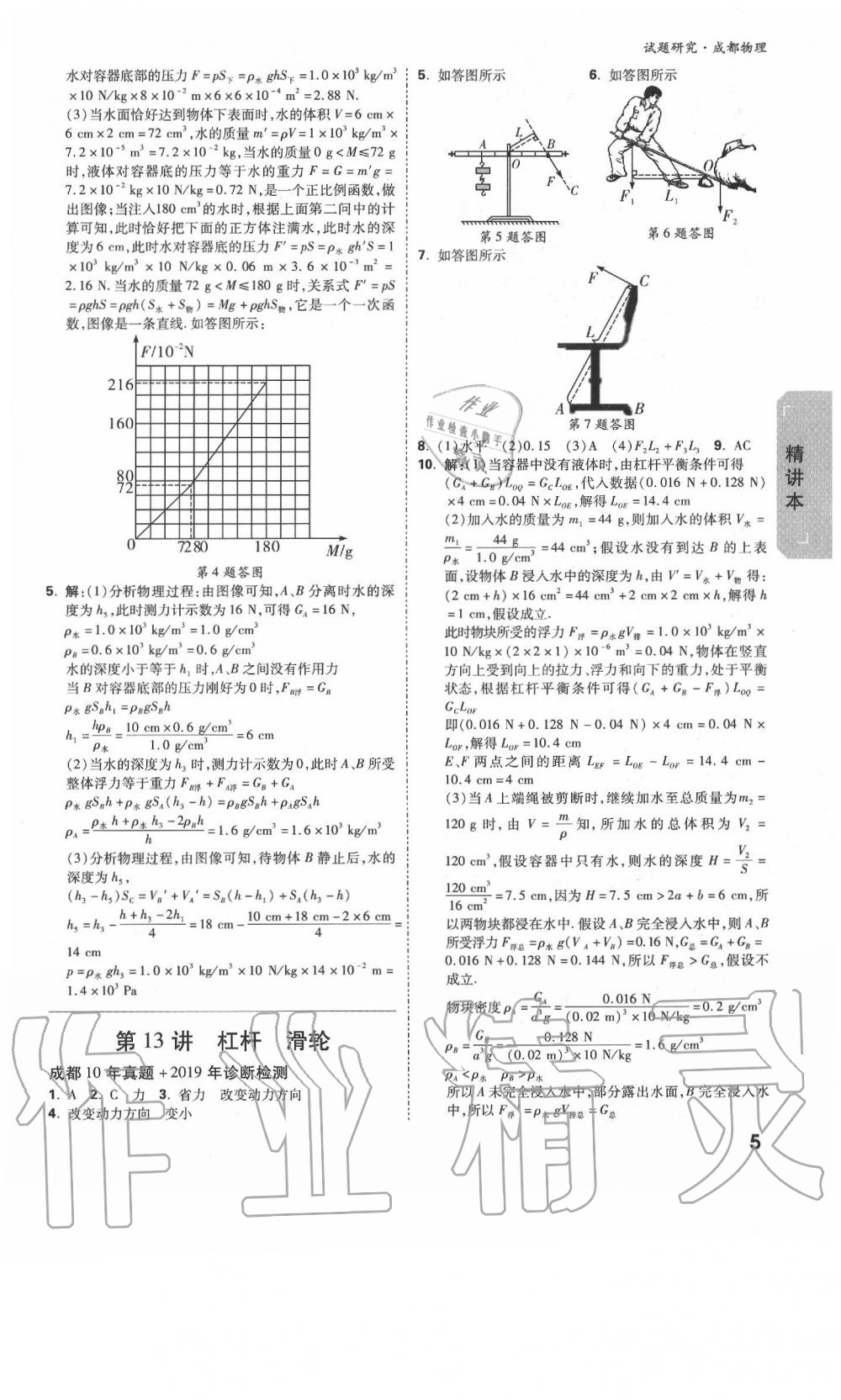 2020年万唯教育中考试题研究物理教科版成都专版&nbsp;参考答案第5页