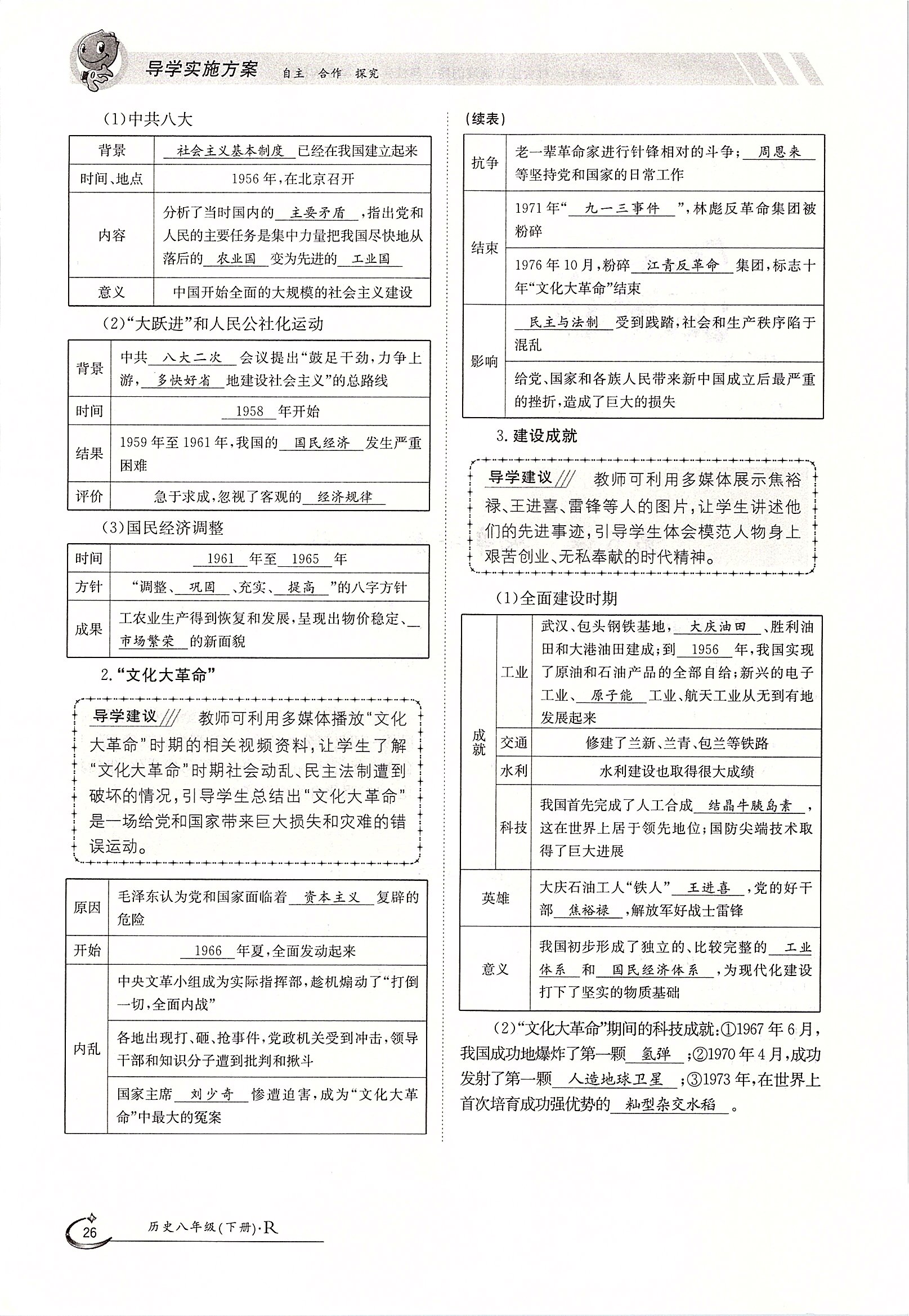 2020年三段六步导学测评八年级历史下册人教版 第26页