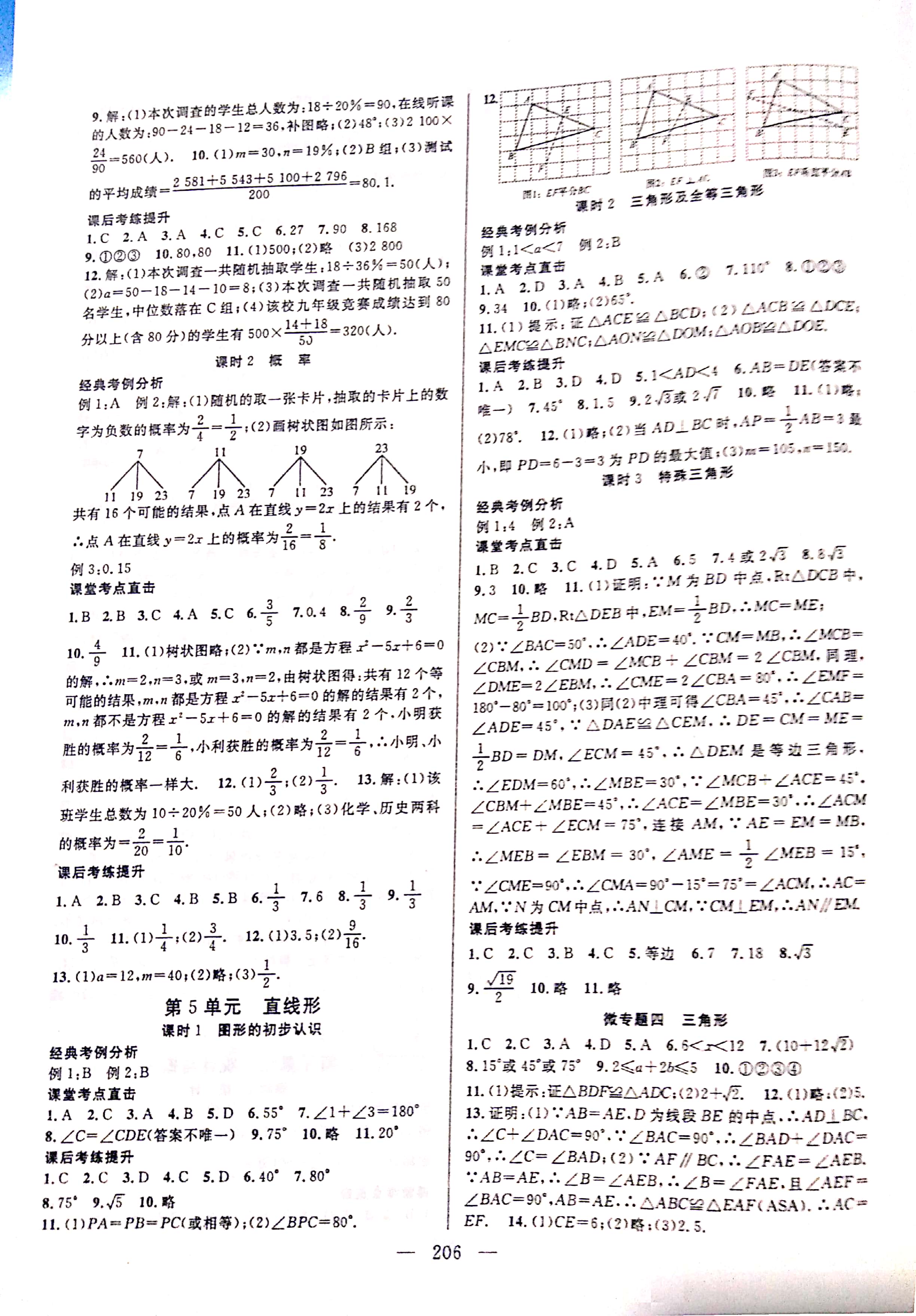 2020年中考復習指南長江少年兒童出版社數(shù)學 參考答案第8頁