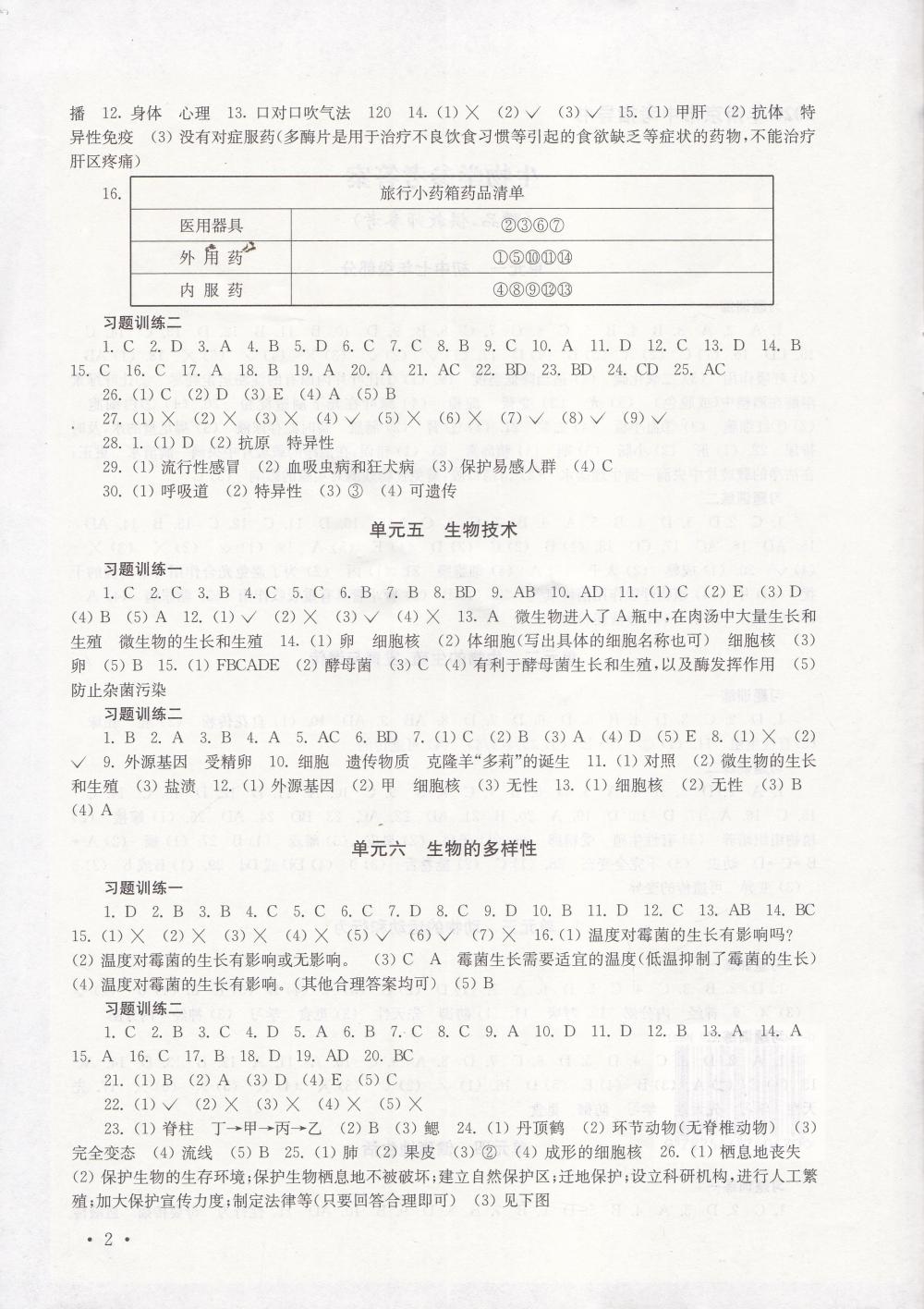 2020年南京市中考指導書生物學地理 參考答案第2頁