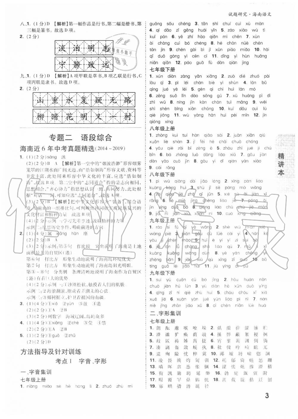 2020年萬唯中考試題研究九年級(jí)語文中考用書 海南專版 第3頁