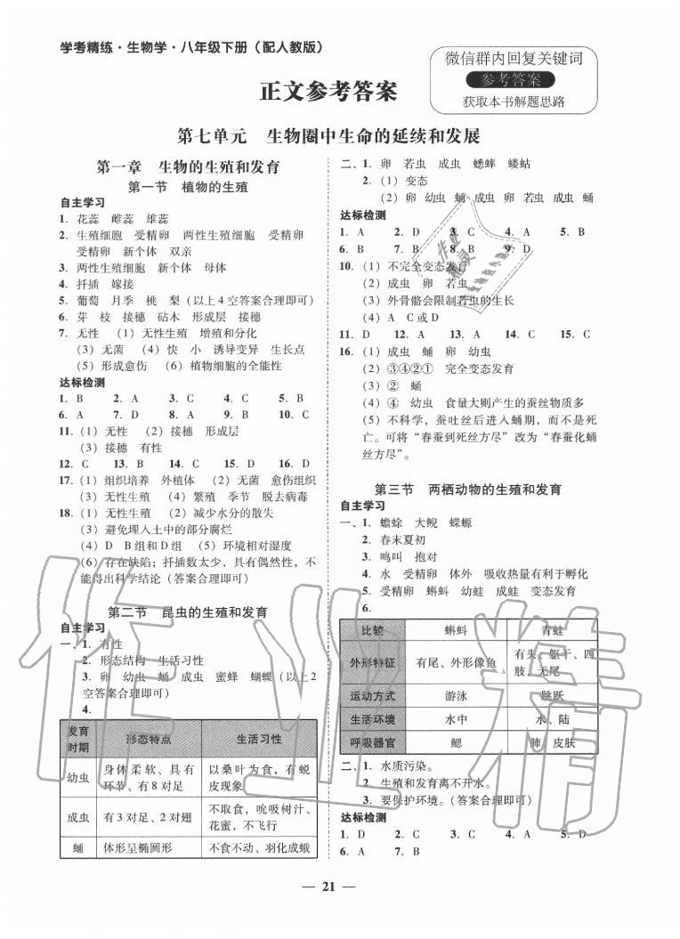 2020年南粤学典学考精练八年级生物学下册人教版 第1页