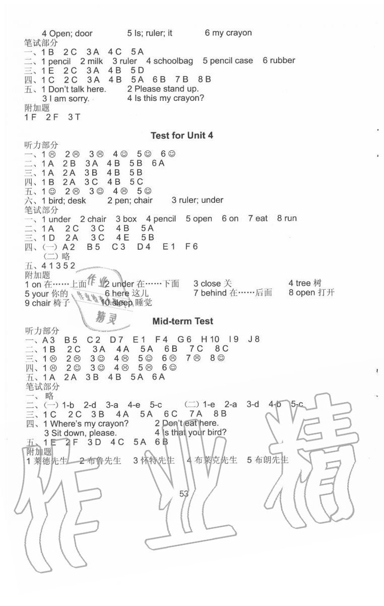 2020年课课练小学英语三年级检测卷（配译林版）答案 第2页