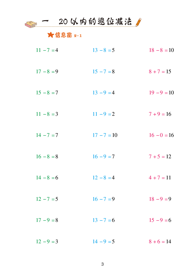 2020年口算天天練一年級(jí)數(shù)學(xué)下冊(cè)青島版 參考答案第3頁(yè)