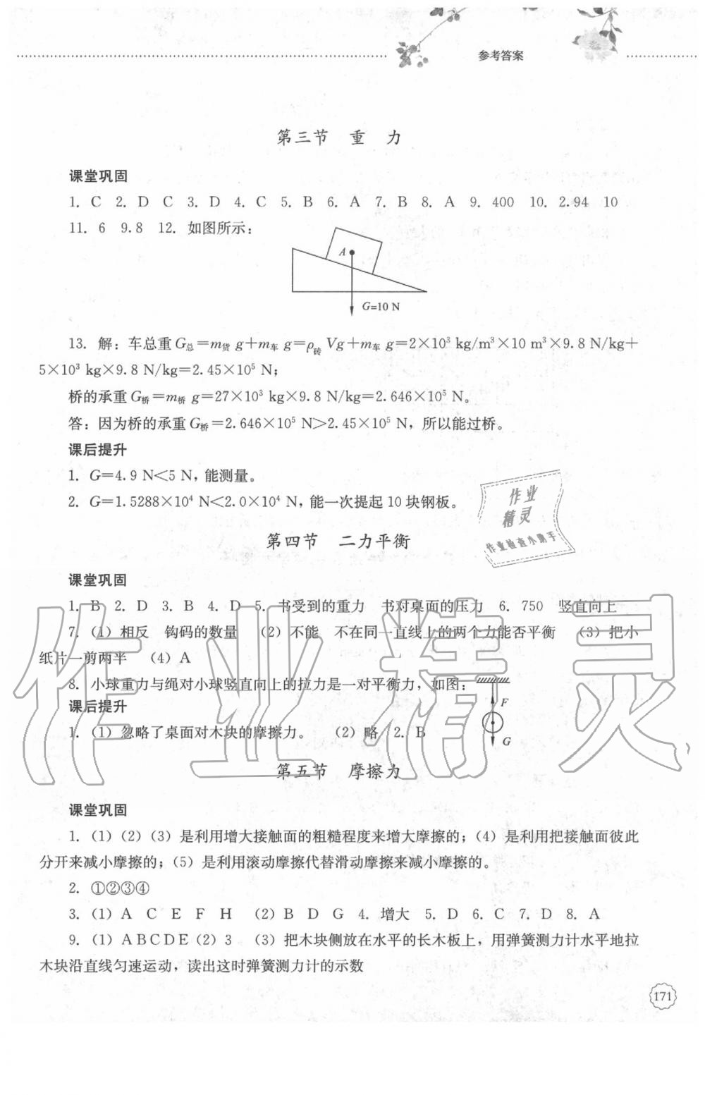 2020年初中課堂同步訓(xùn)練八年級物理下冊魯科版山東文藝出版社 參考答案第2頁