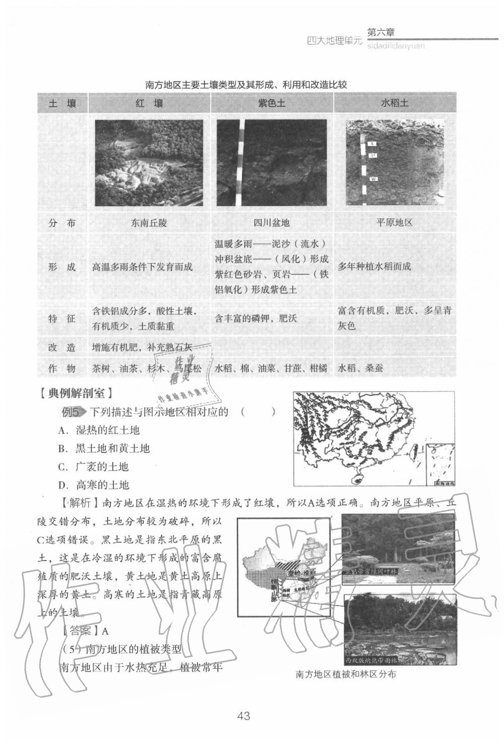 2020年教材课本八年级地理下册粤人版&nbsp;参考答案第45页