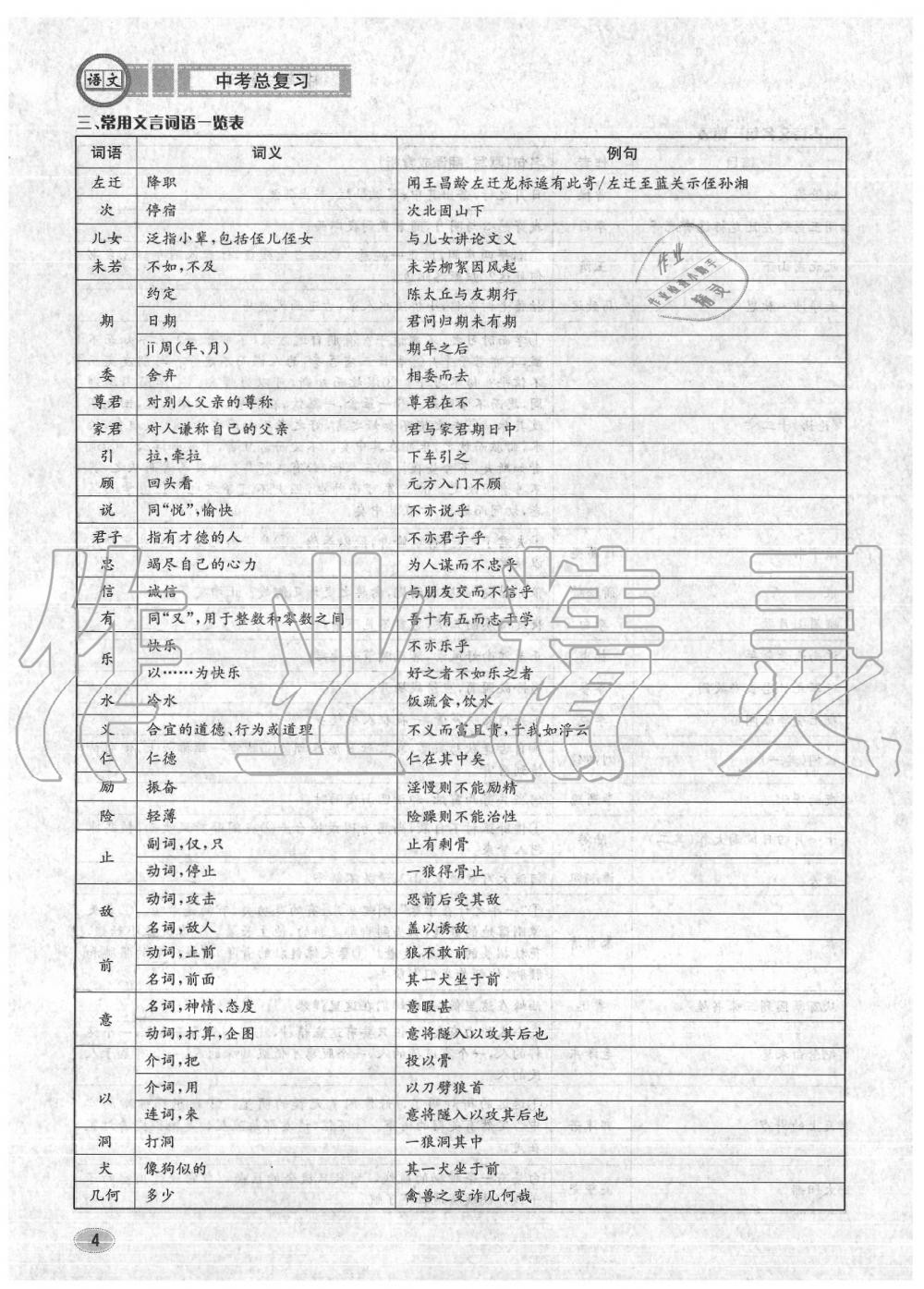 2020年中考總復(fù)習(xí)長江出版社九年級語文中考用書 參考答案第5頁