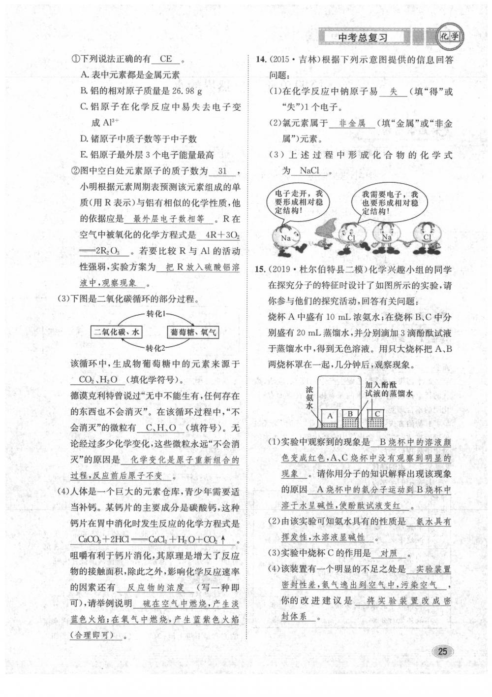 2020年中考總復(fù)習(xí)長江出版社九年級化學(xué)中考用書 參考答案第26頁