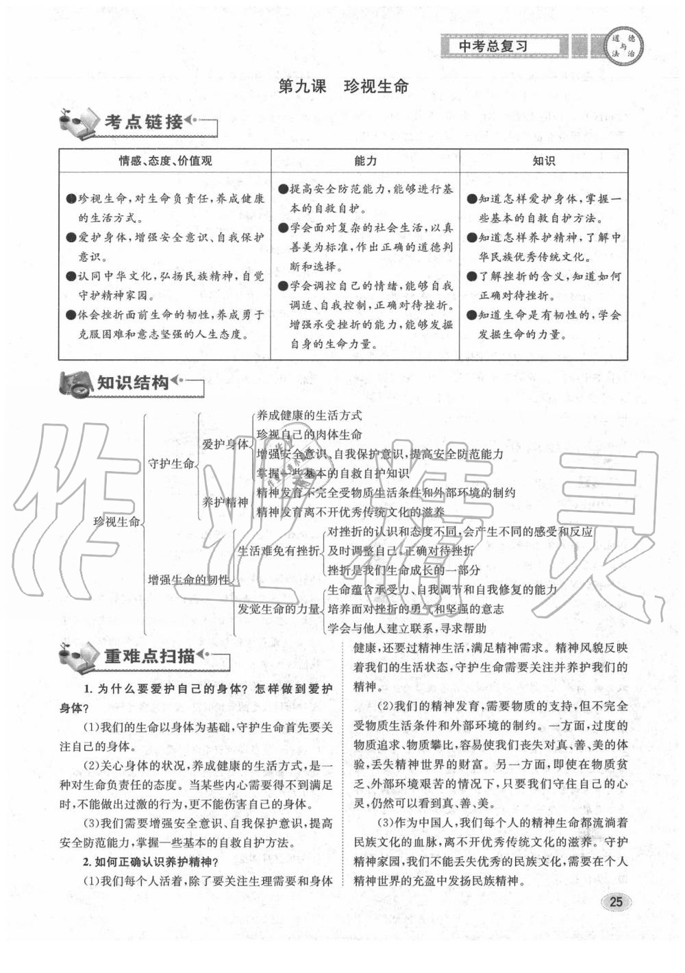 2020年中考总复习长江出版社九年级道德与法治中考用书 参考答案第26页