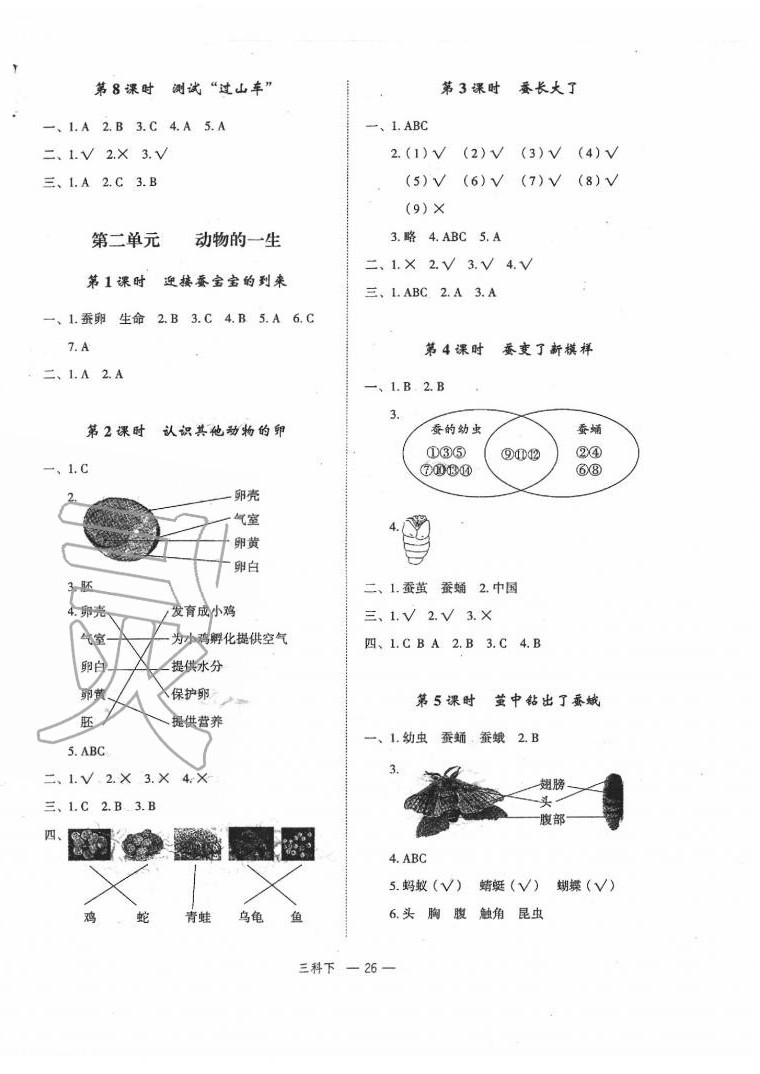 2020年名師面對(duì)面先學(xué)后練三年級(jí)科學(xué)教科版 參考答案第2頁