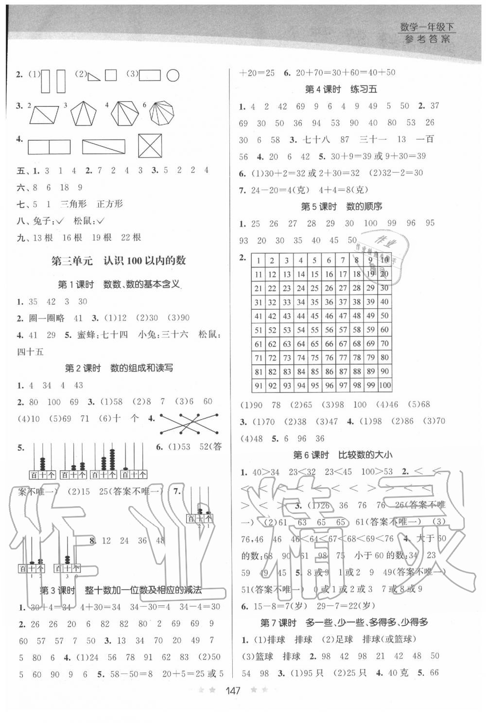 2020年創(chuàng)新課時(shí)作業(yè)本一年級(jí)數(shù)學(xué)下冊(cè)蘇教版 第3頁(yè)