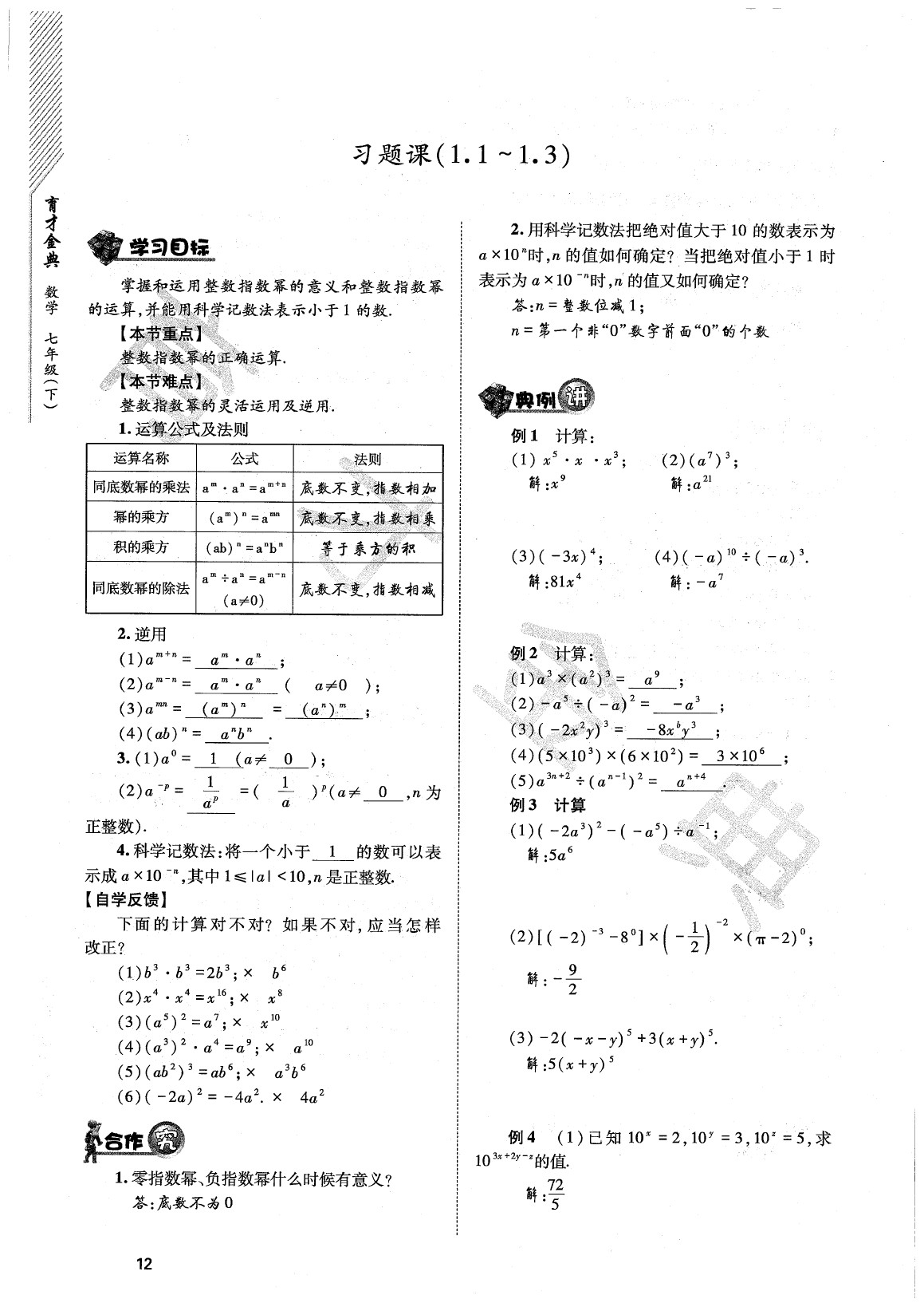 2020年育才金典七年級數(shù)學下冊北師大版 參考答案第15頁