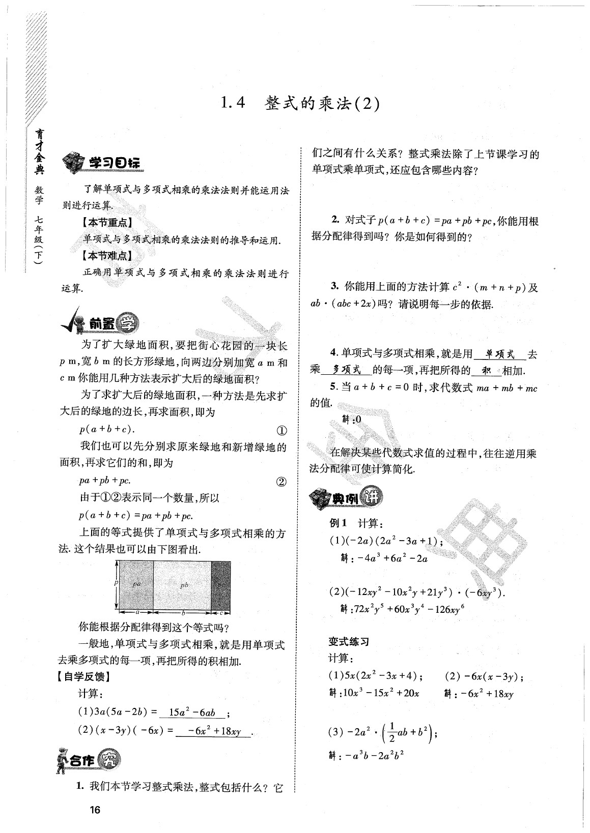 2020年育才金典七年級數(shù)學下冊北師大版 參考答案第19頁