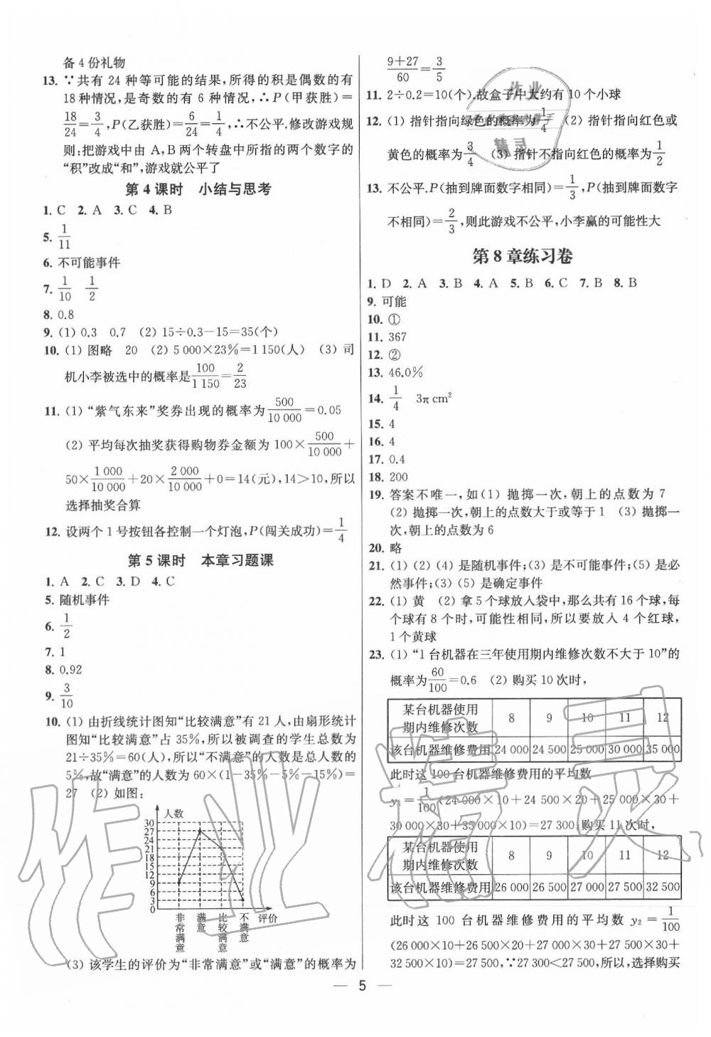 2020年金鑰匙提優(yōu)訓(xùn)練課課練八年級(jí)數(shù)學(xué)下冊江蘇版 參考答案第5頁