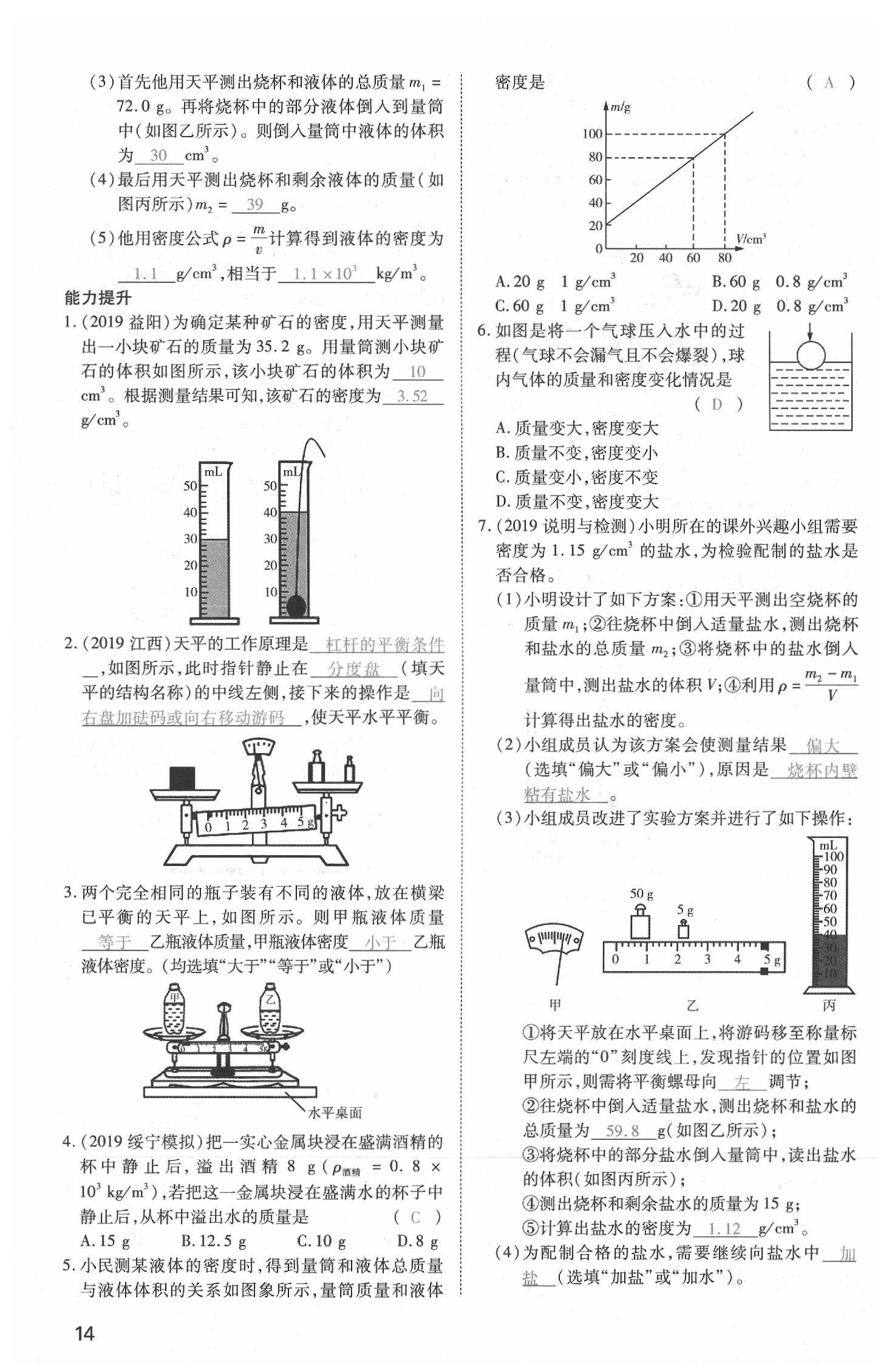 2020年昕金立文化河南中考一本全物理 参考答案第14页