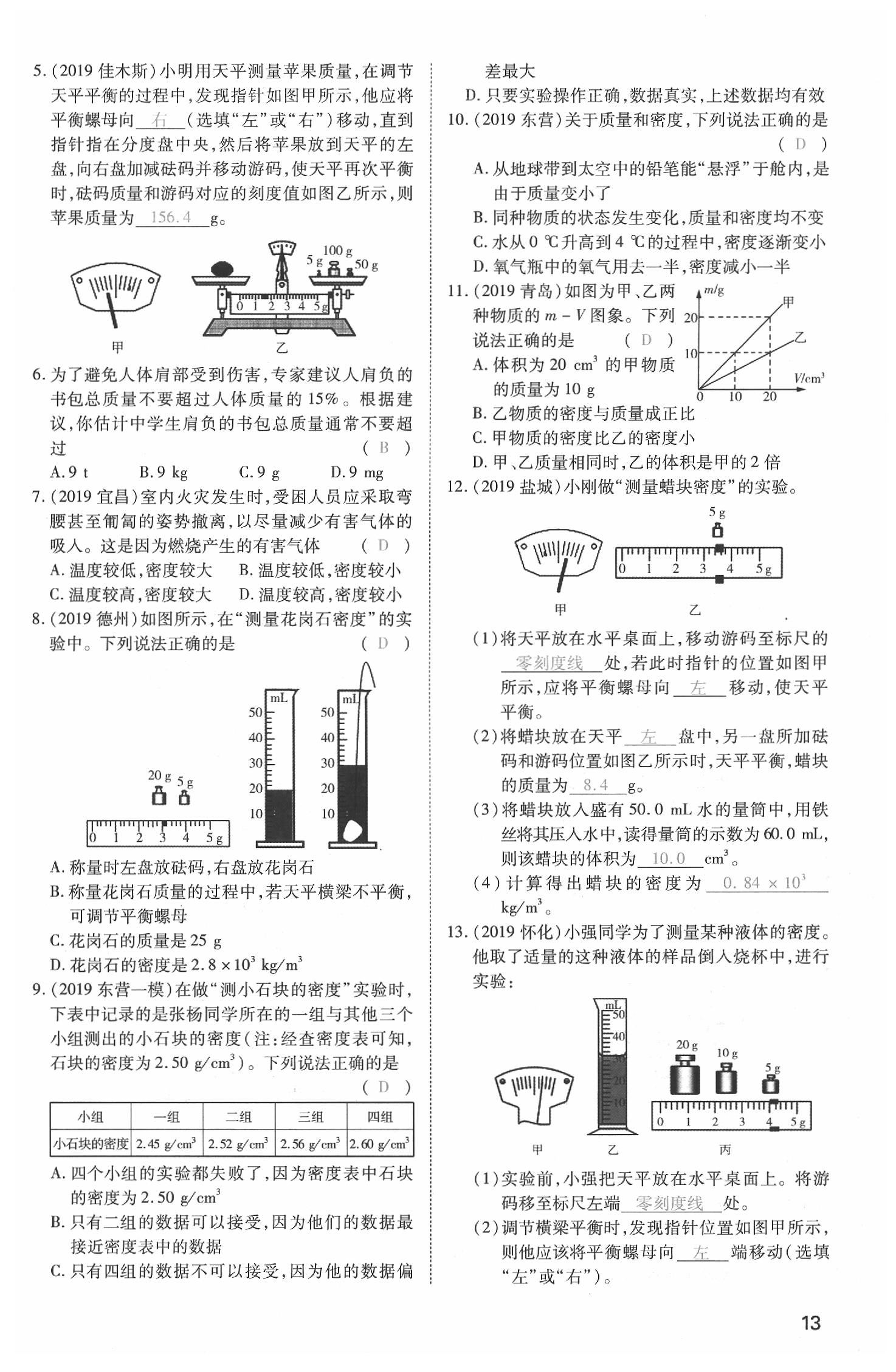 2020年昕金立文化河南中考一本全物理 参考答案第13页