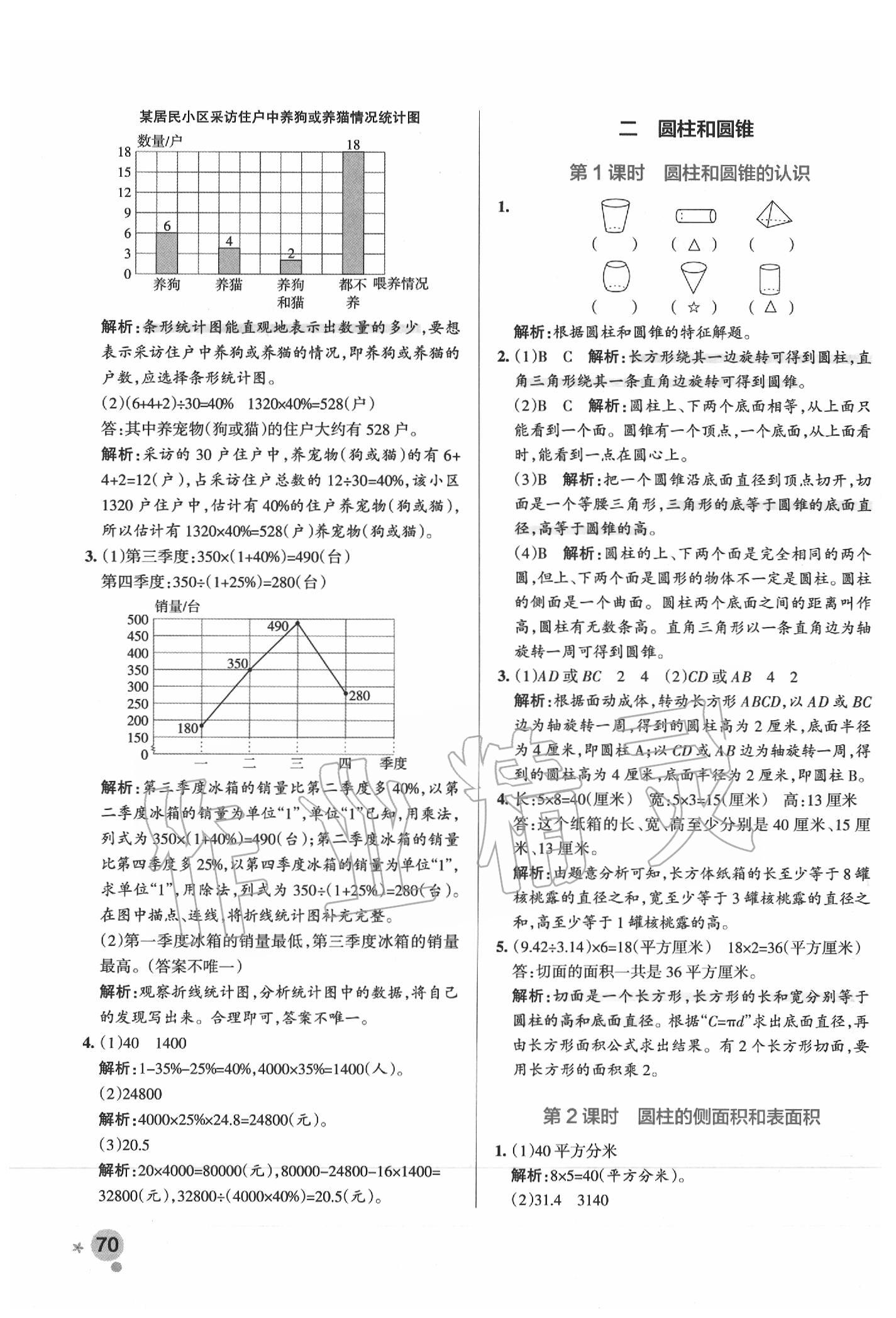 2020年小學(xué)學(xué)霸作業(yè)本六年級數(shù)學(xué)下冊蘇教版 參考答案第2頁