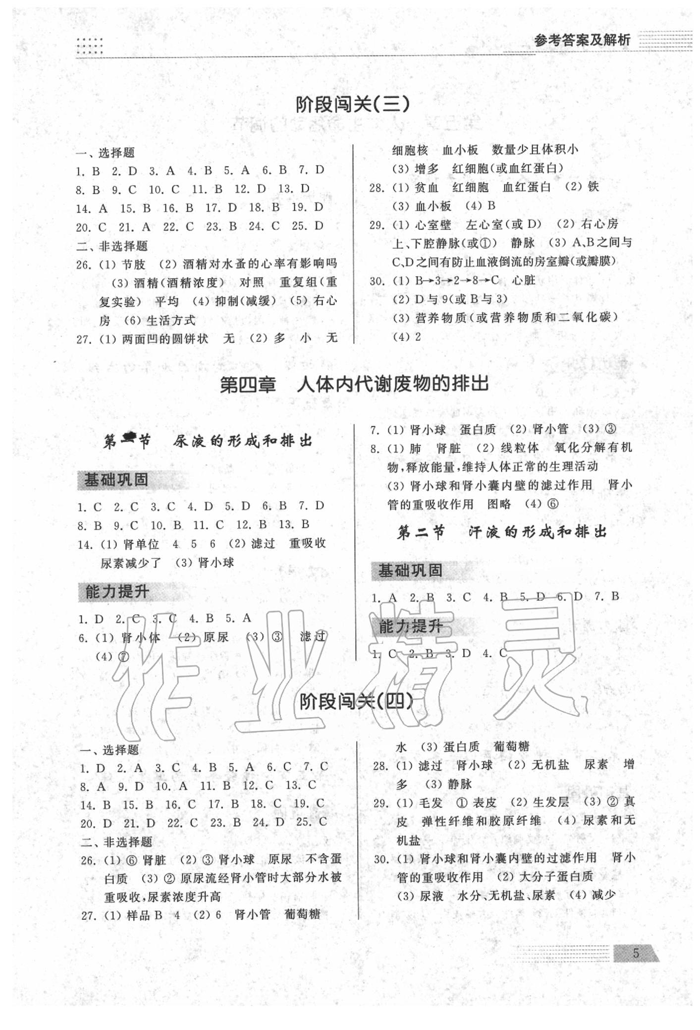 2020年導(dǎo)學(xué)與檢測七年級生物下冊濟(jì)南版 參考答案第4頁