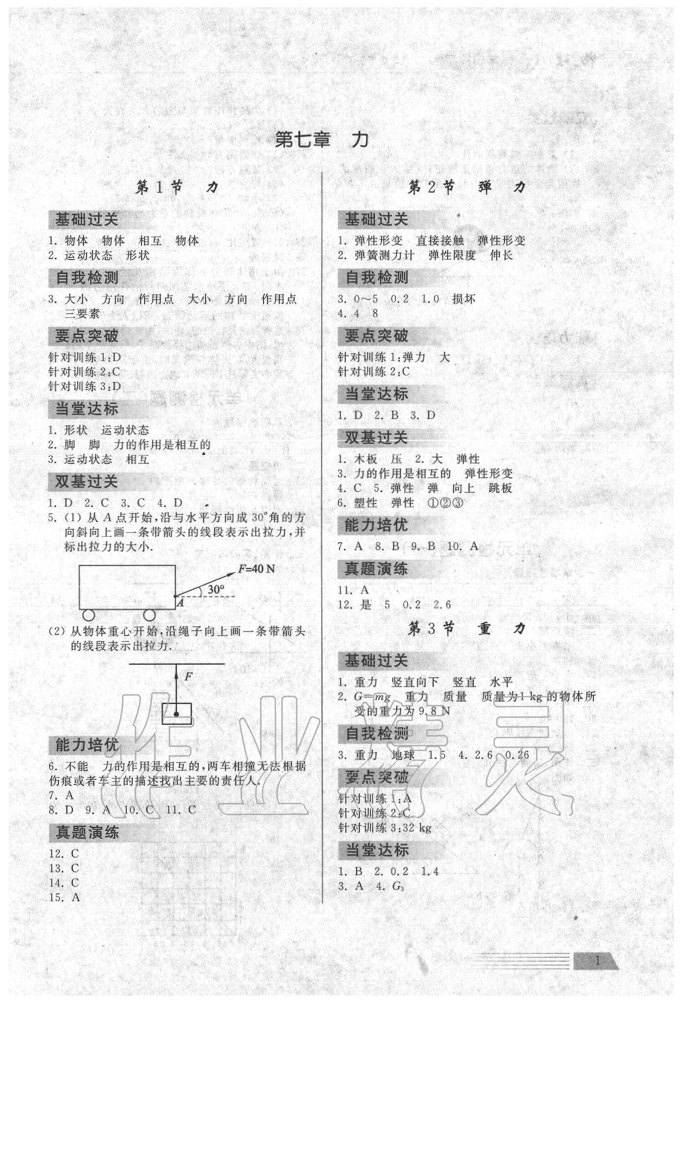 2020年導(dǎo)學(xué)與檢測(cè)八年級(jí)物理下冊(cè)人教版 第1頁(yè)