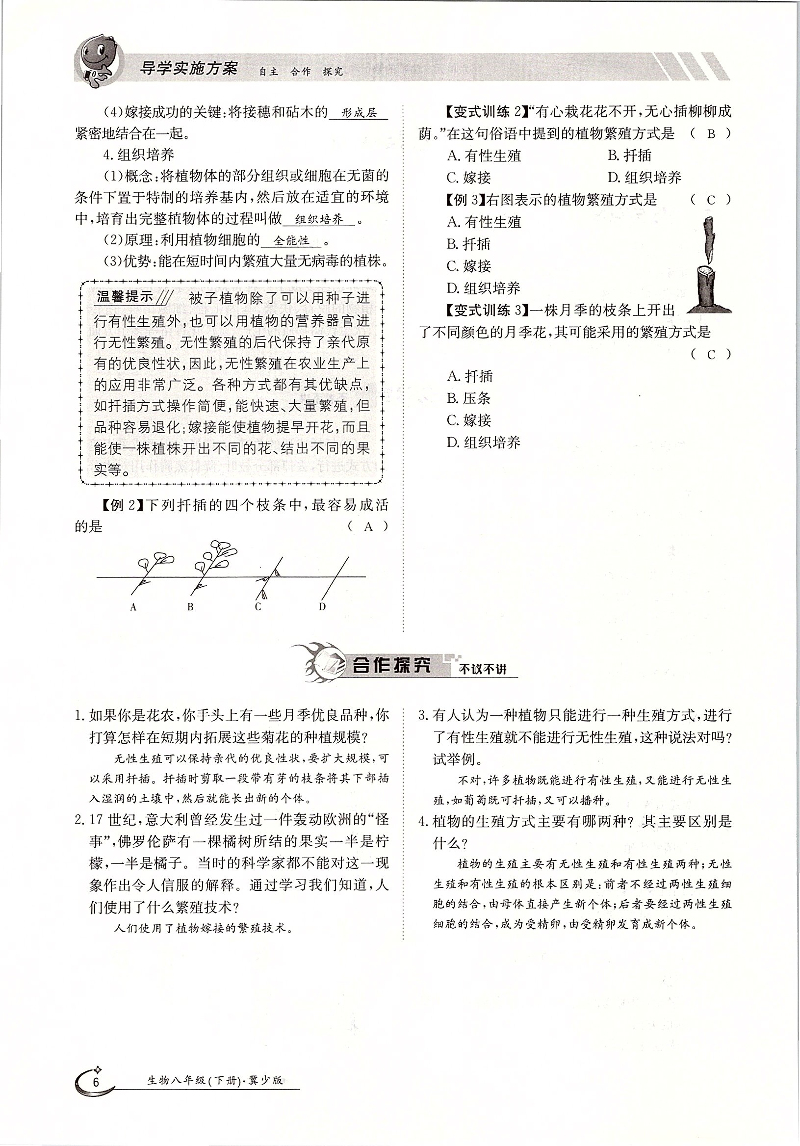 2020年金太陽導(dǎo)學(xué)案八年級生物下冊冀少版 第6頁